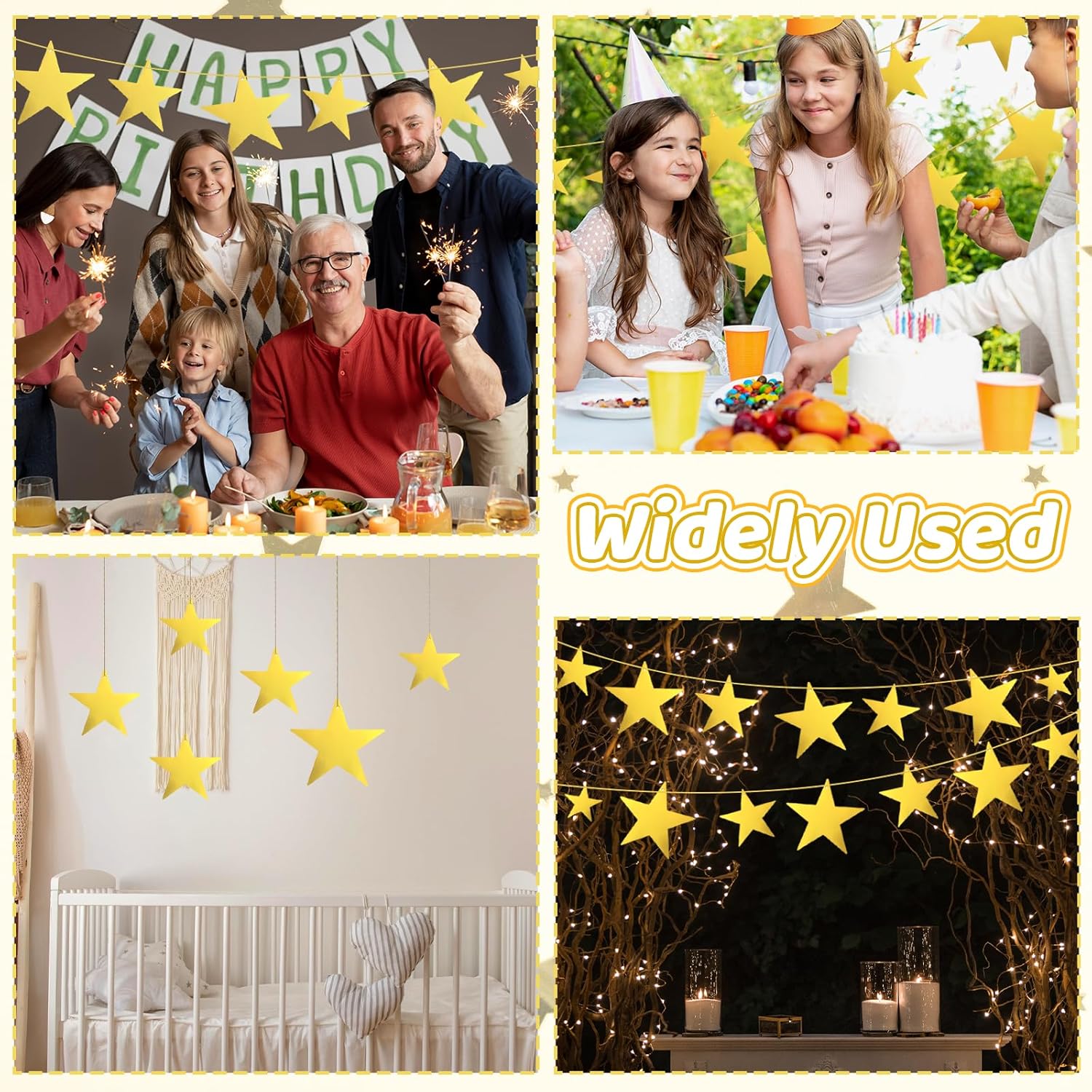 24 Pcs Gold Cardboard Star Cutouts for Decorations