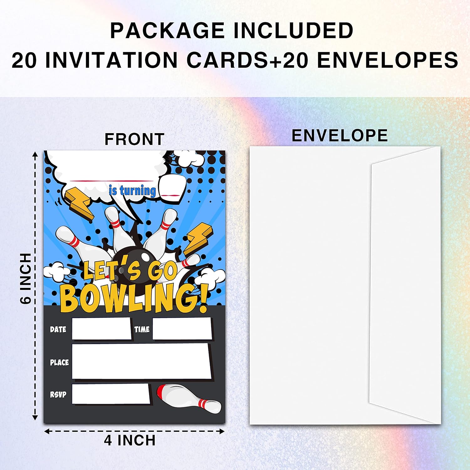 ZIIUFRN Bowling Birthday Invitations 4x6 20 Sets