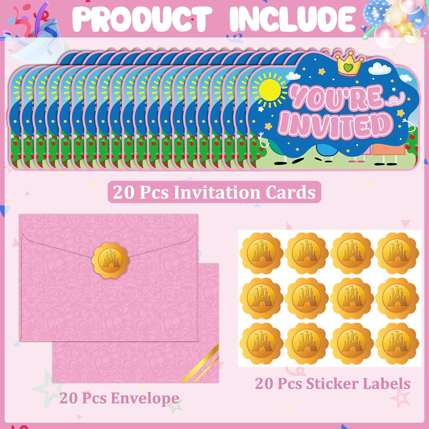 Pink Pig Birthday Invitations 20Pcs Cute Animal Party Cards for Girls