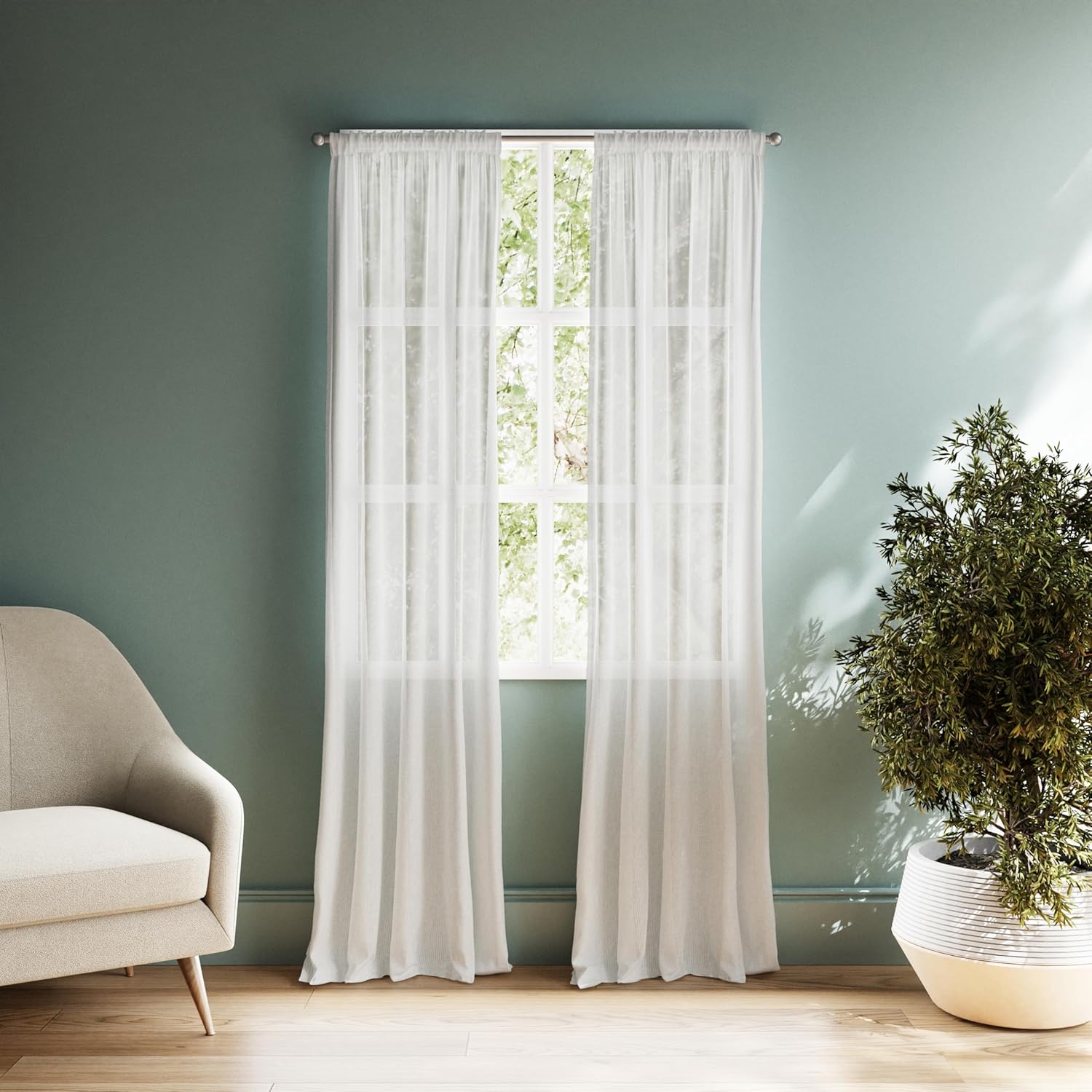 Zenna Home Adjustable Tension Curtain Rod with Decorative Finials