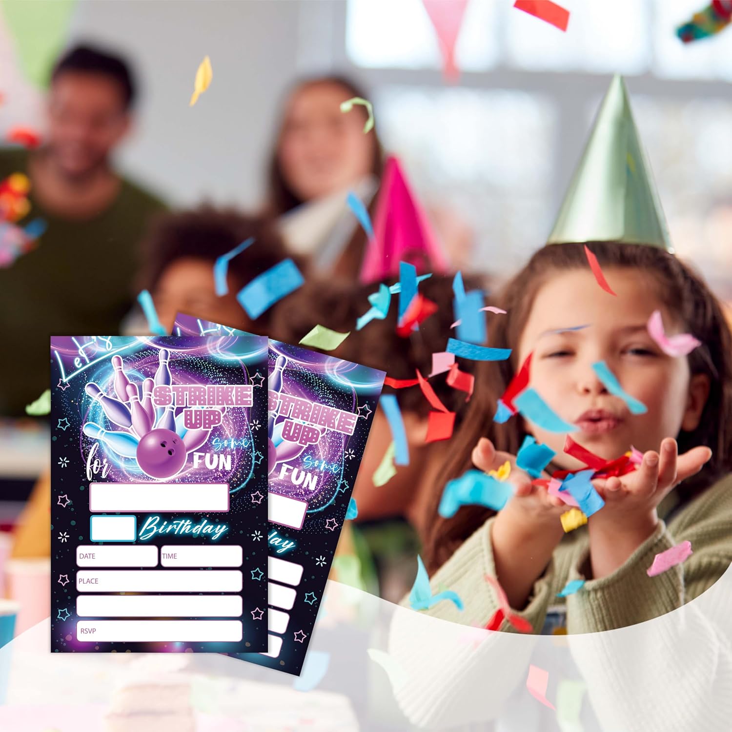 Bowling Birthday Invitations with Envelopes Pack of 20