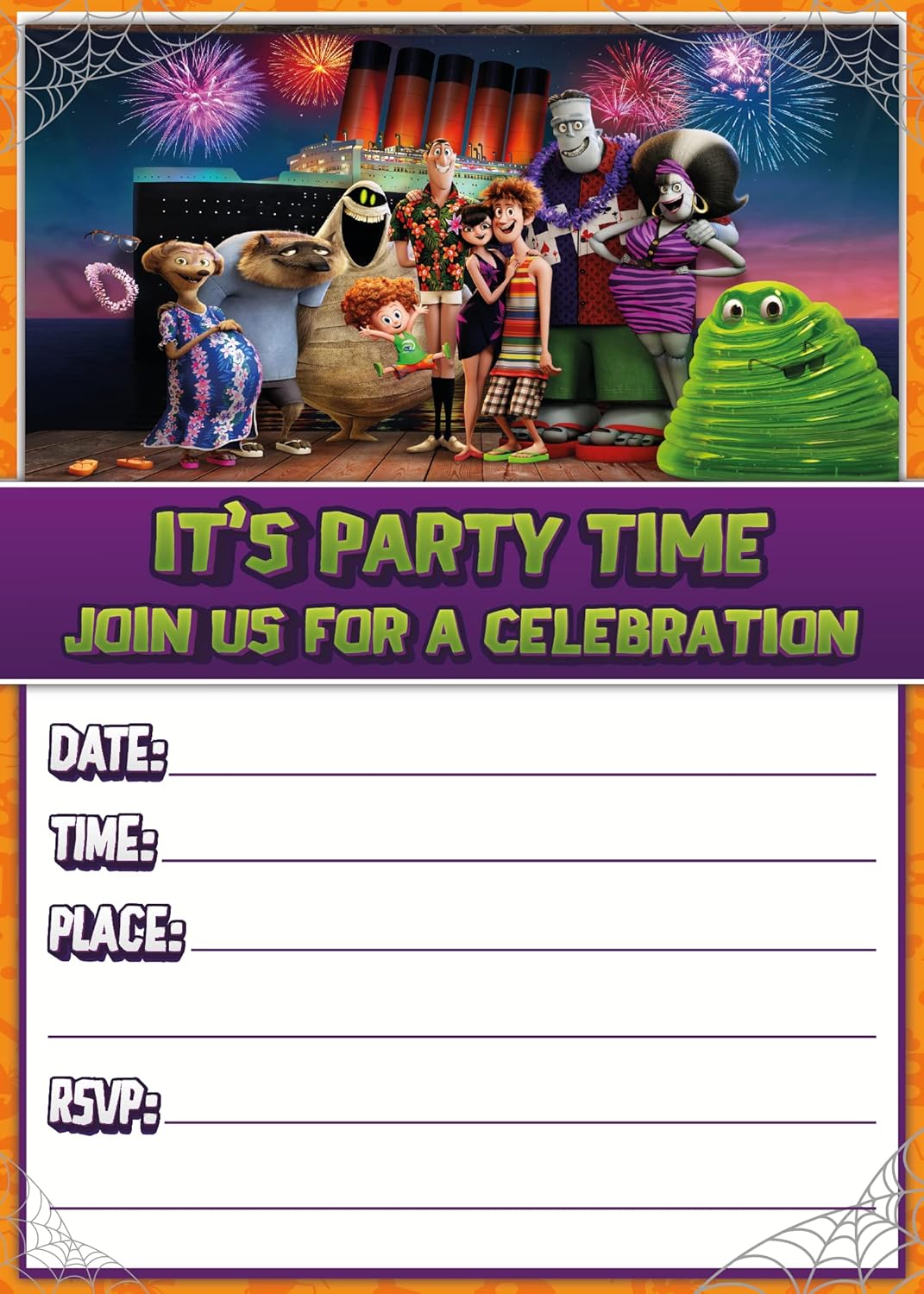 Set of 20 Hotel Monsters Birthday Invites with Envelopes