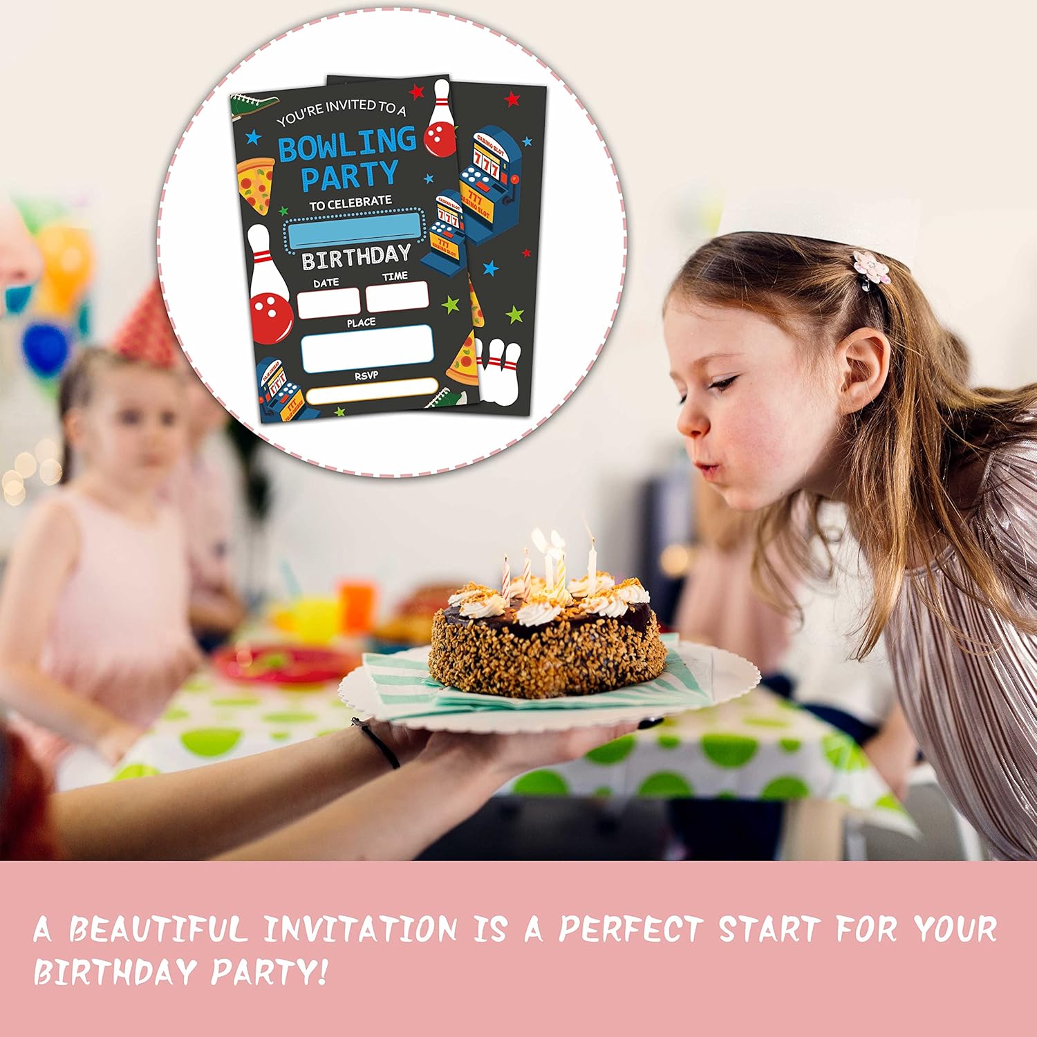 Bowling Theme Birthday Invites with Envelopes 20-Pack