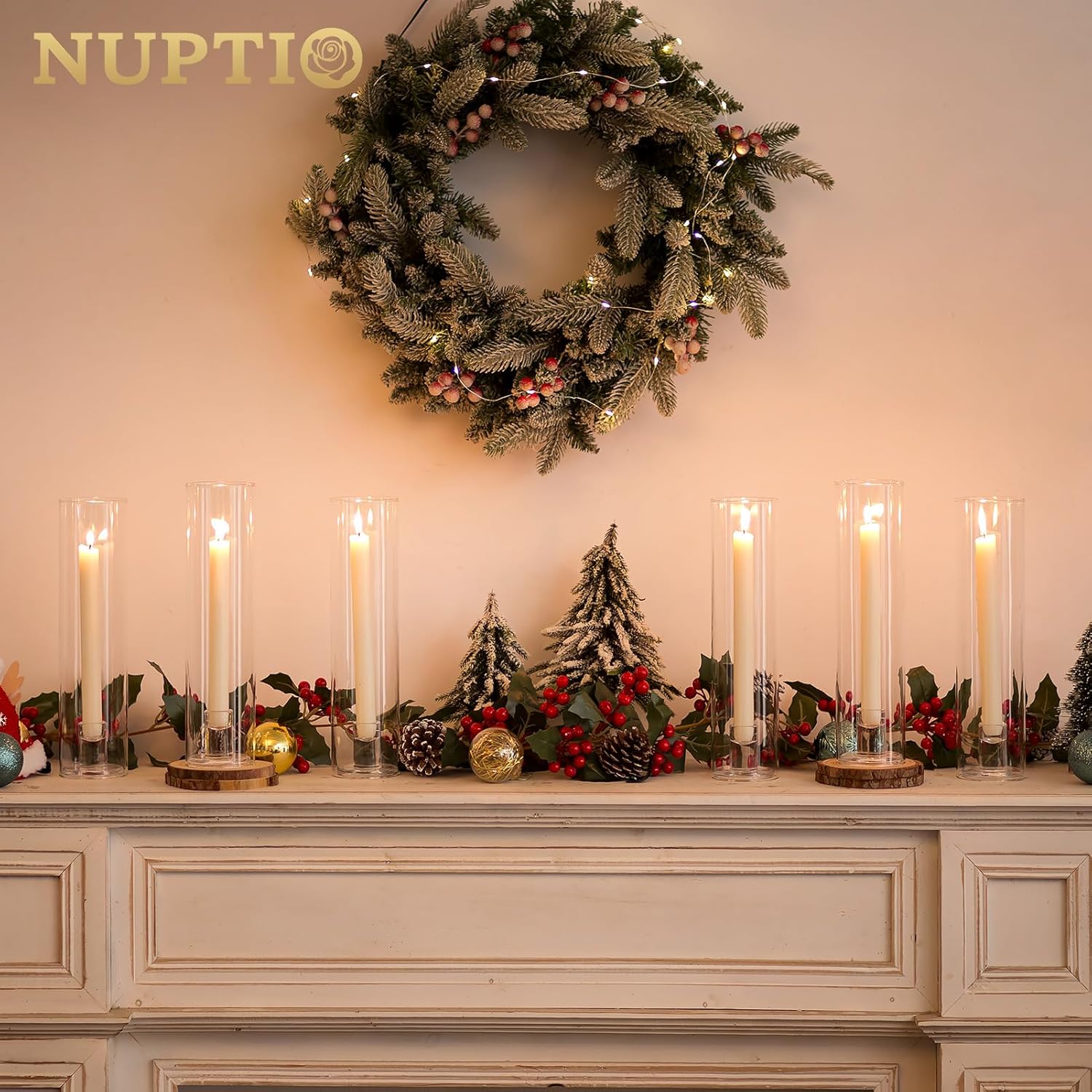 NUPTIO Windproof Hurricane Candle Holder 6 Pcs