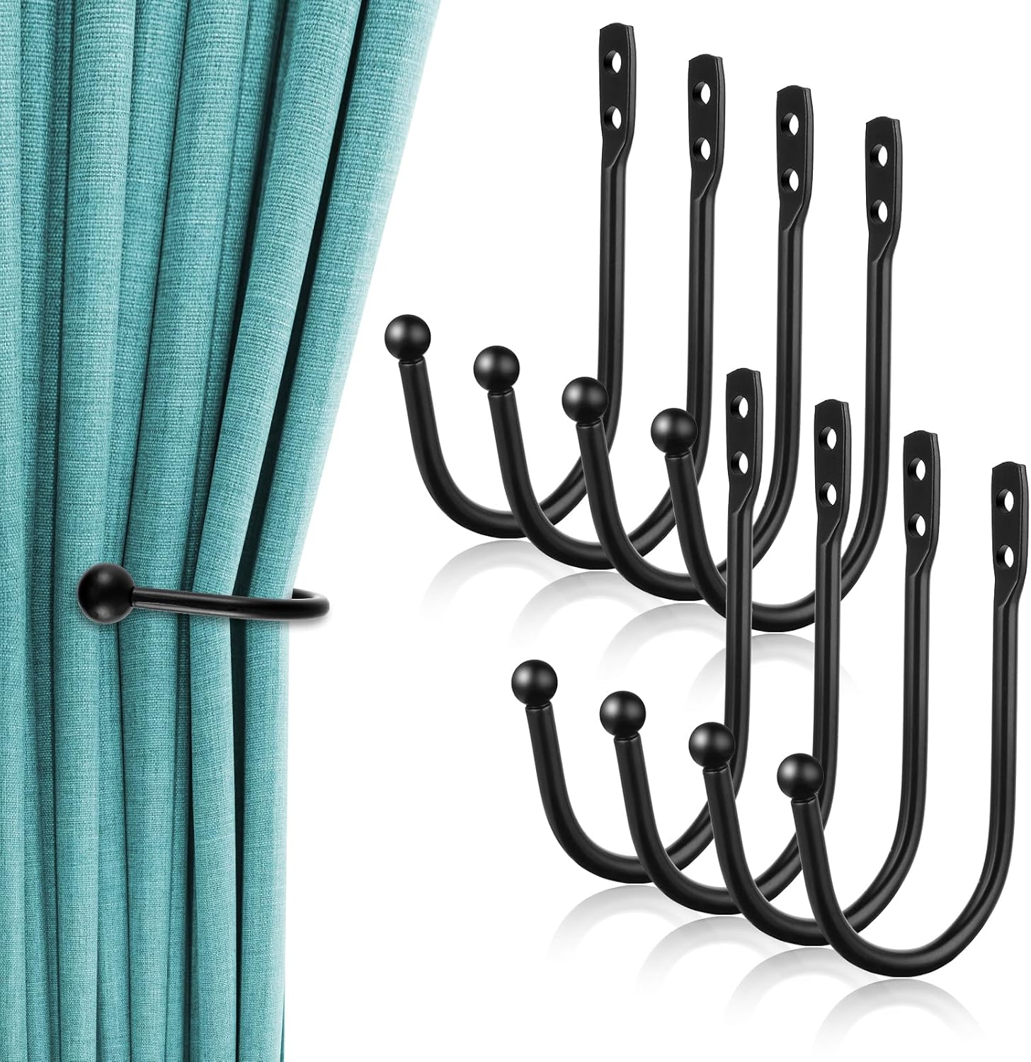 8 PCS Black Curtain Tie Backs Decorative Holders