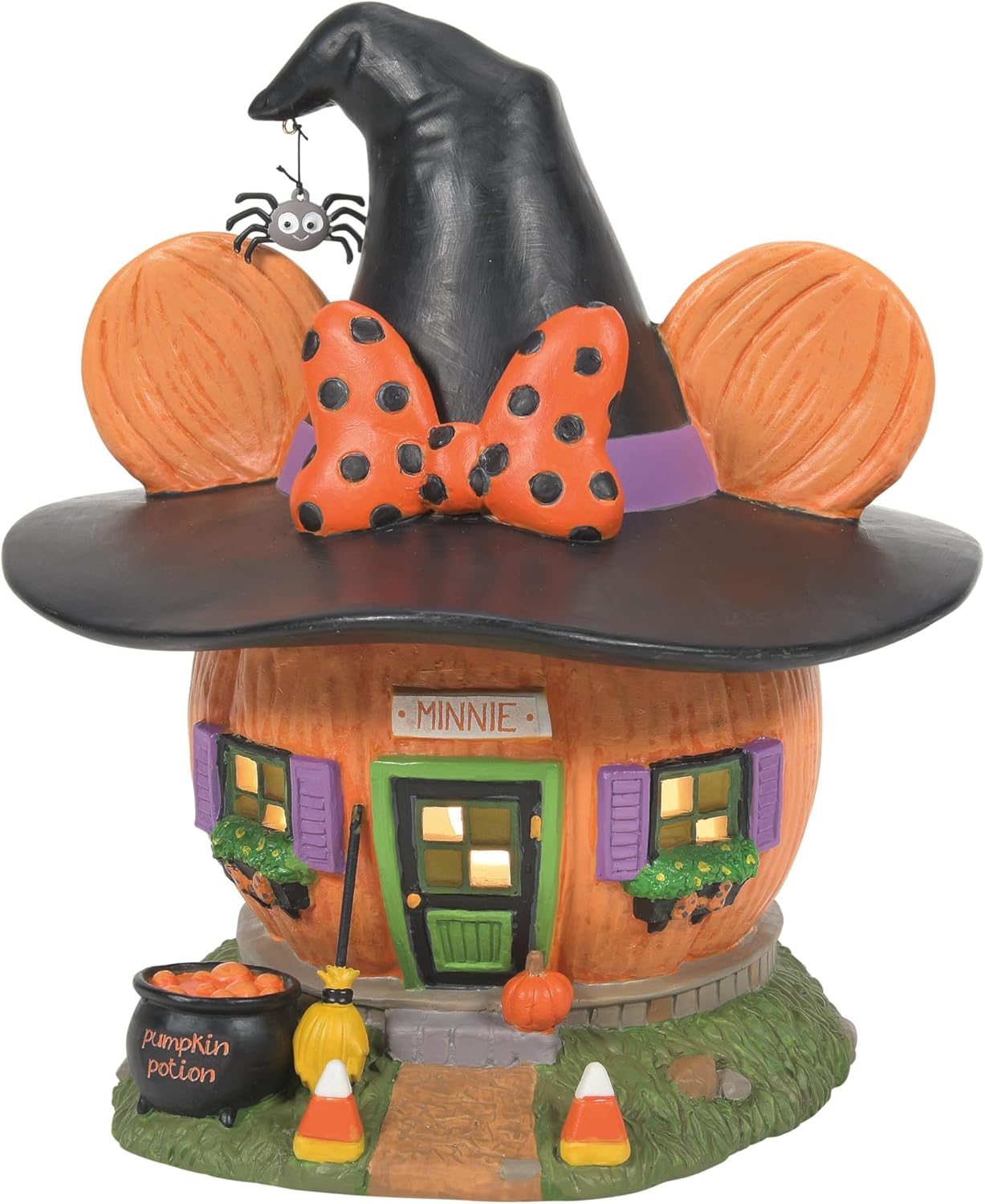 Department 56 Disney Village Halloween Minnie Mouse Pumpkin Town House Light Building