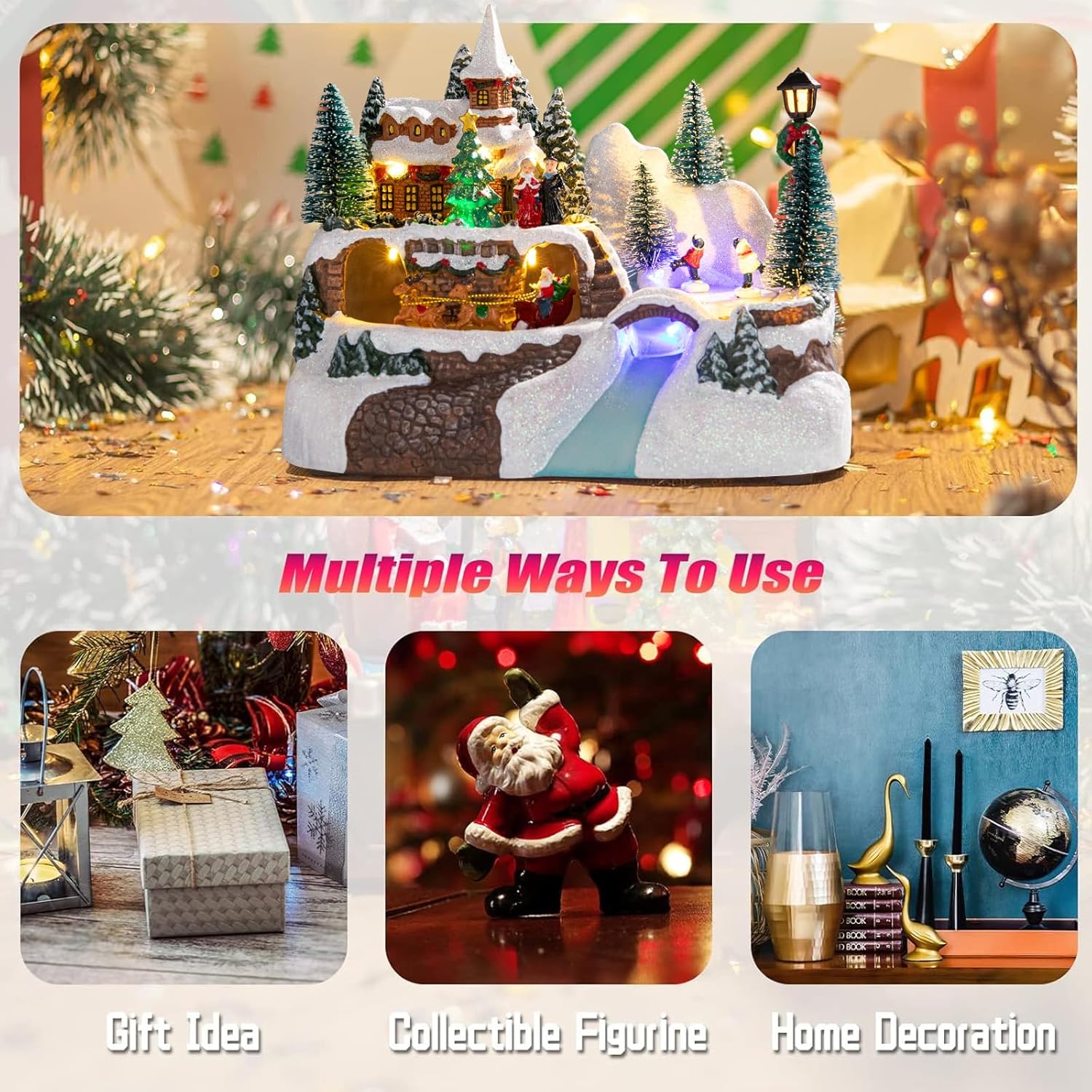 Animated Christmas Village Houses with Music and Lights