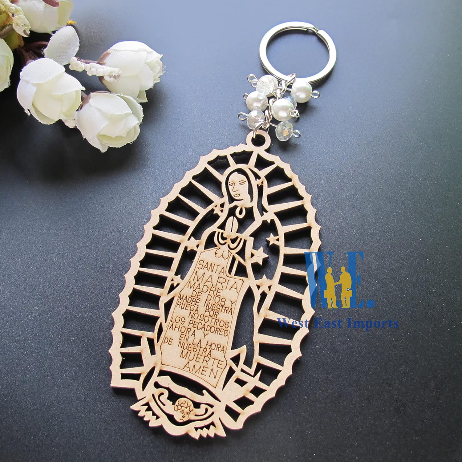 12Pcs Lady of Guadalupe Wood Design Keychain Favors
