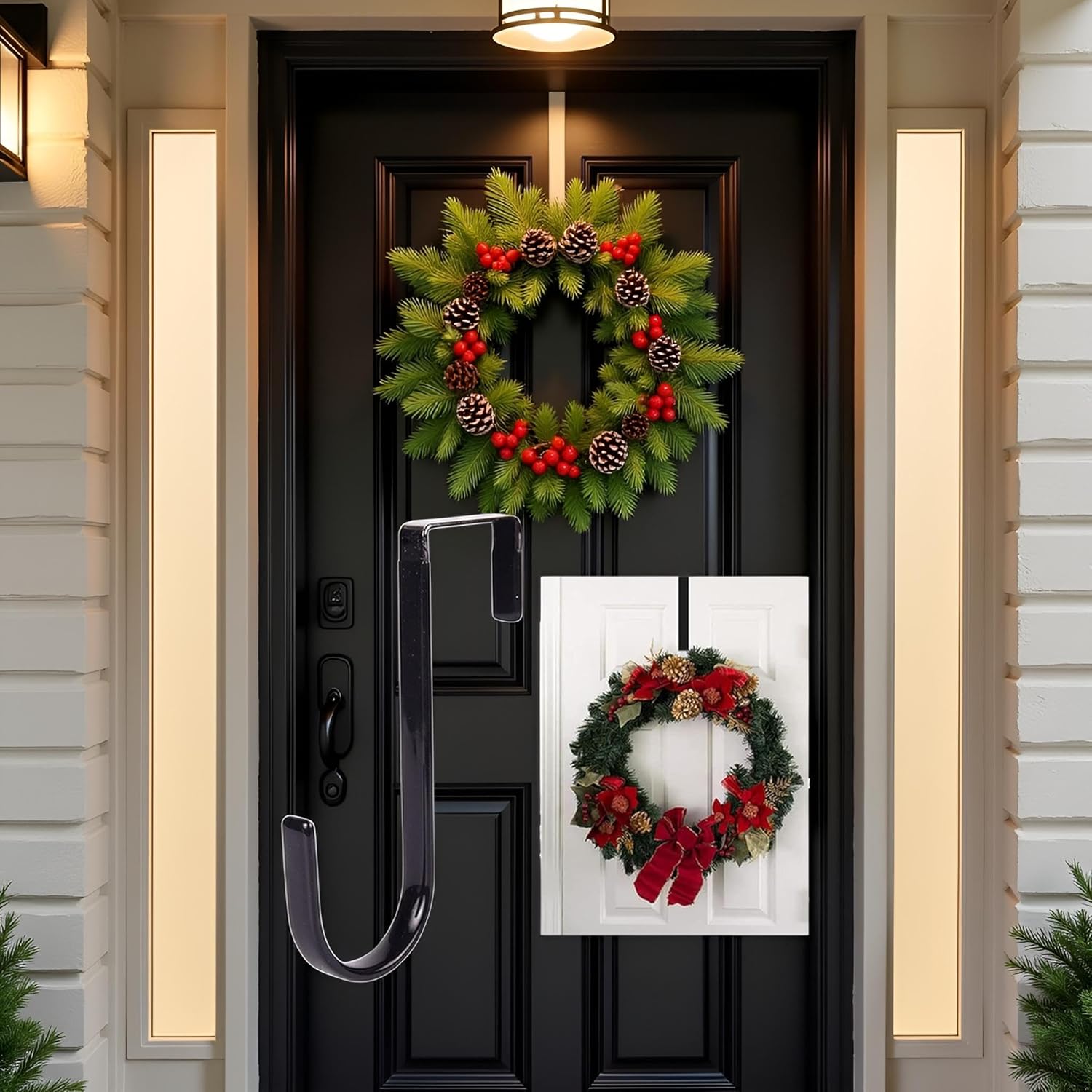 Jowxsx Black Wreath Hanger - Strong Fall Christmas Halloween Door Hook