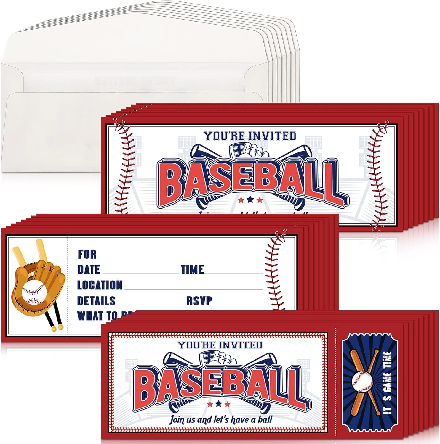 Woanger Baseball Party Invites 50 Pcs with Envelopes