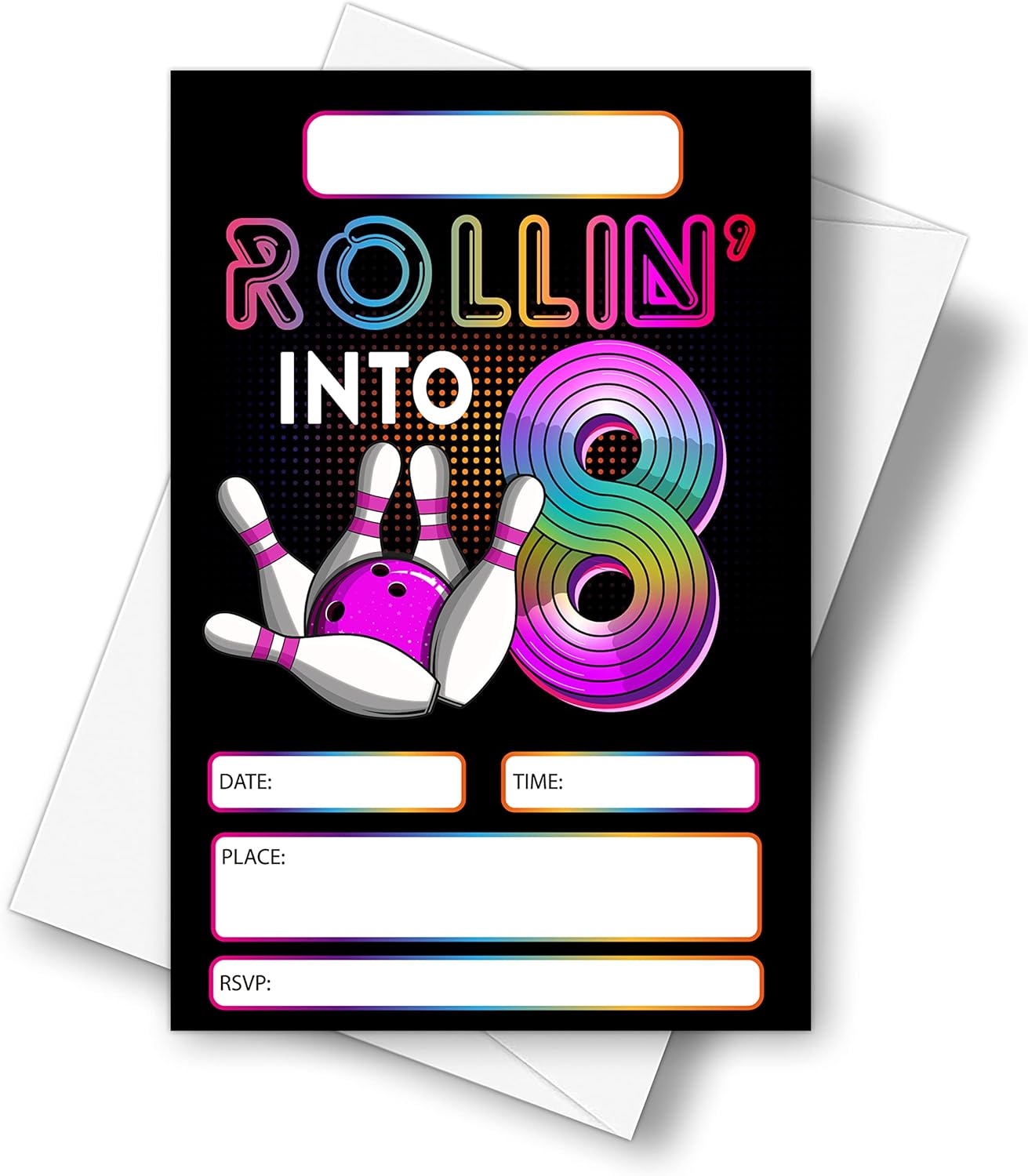 DETIHO 4x6 Birthday Invitation Cards With Envelopes - 20 Sets - Retro Bowling Theme
