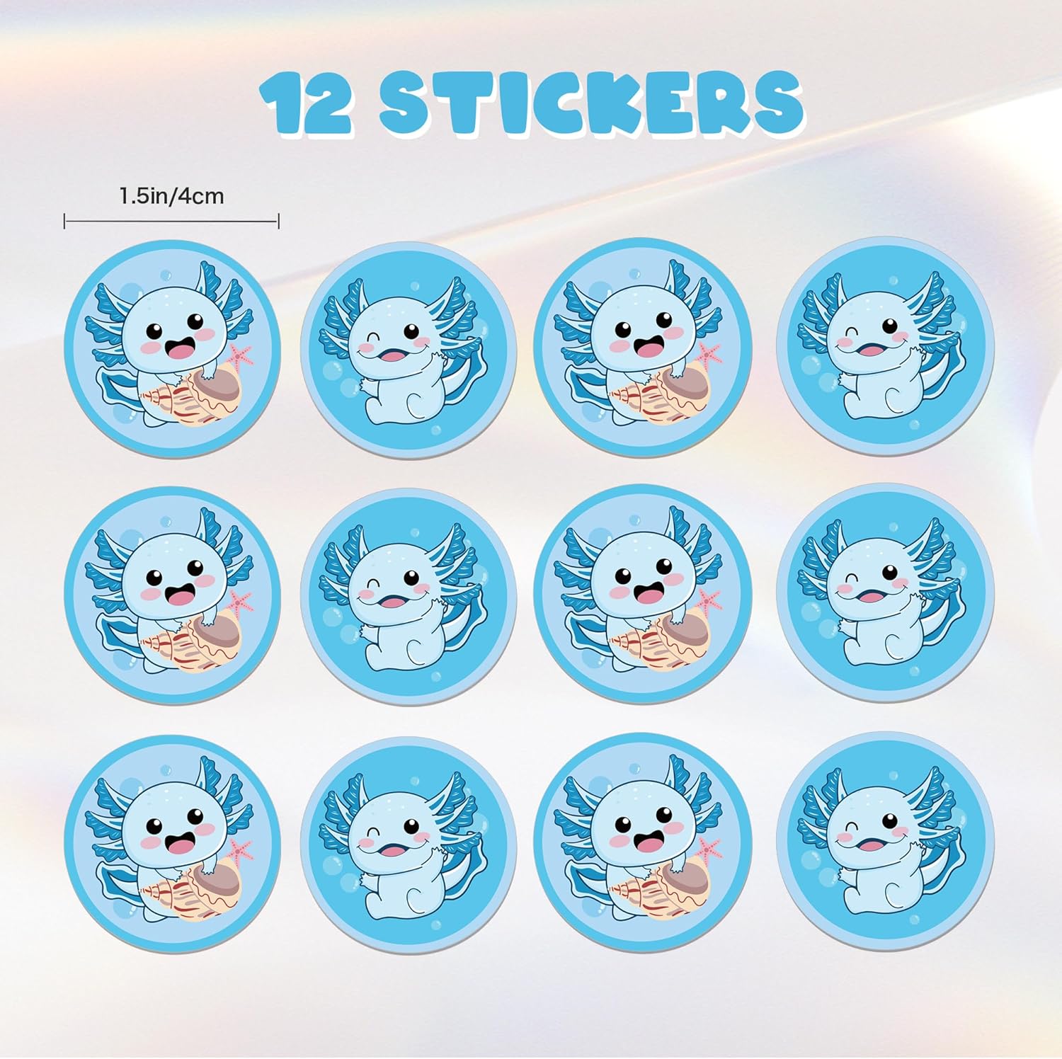 12Pcs Blue Axolotl Invitation Cards Party Decor