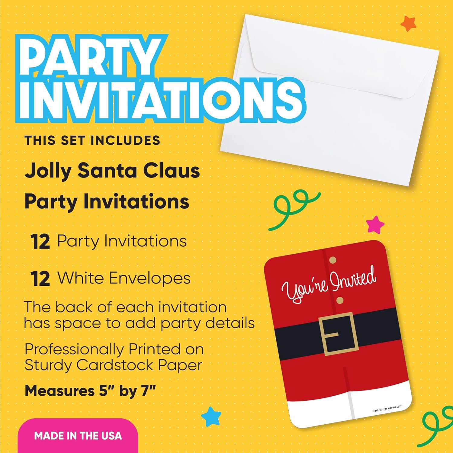 Jolly Santa Claus Shaped Fill-In Invitations Set of 12