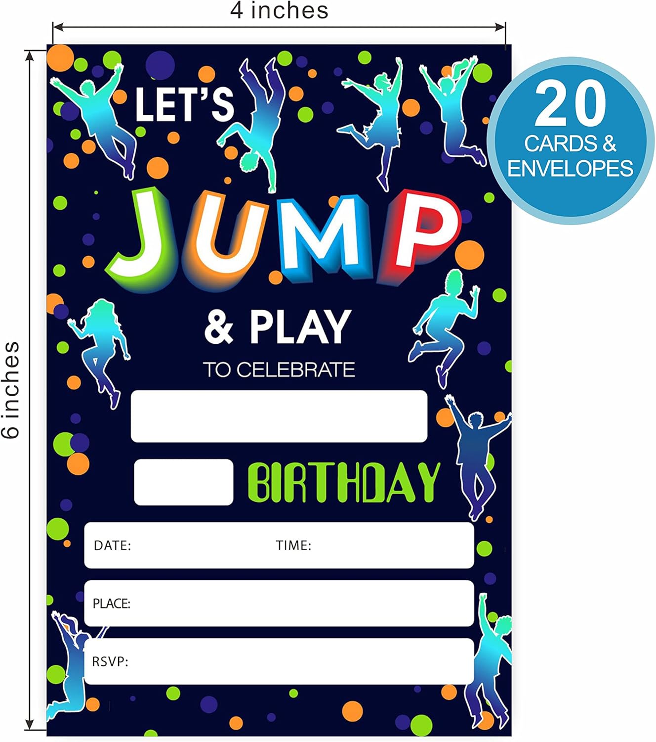 Bounce House Birthday Invitations with Envelopes