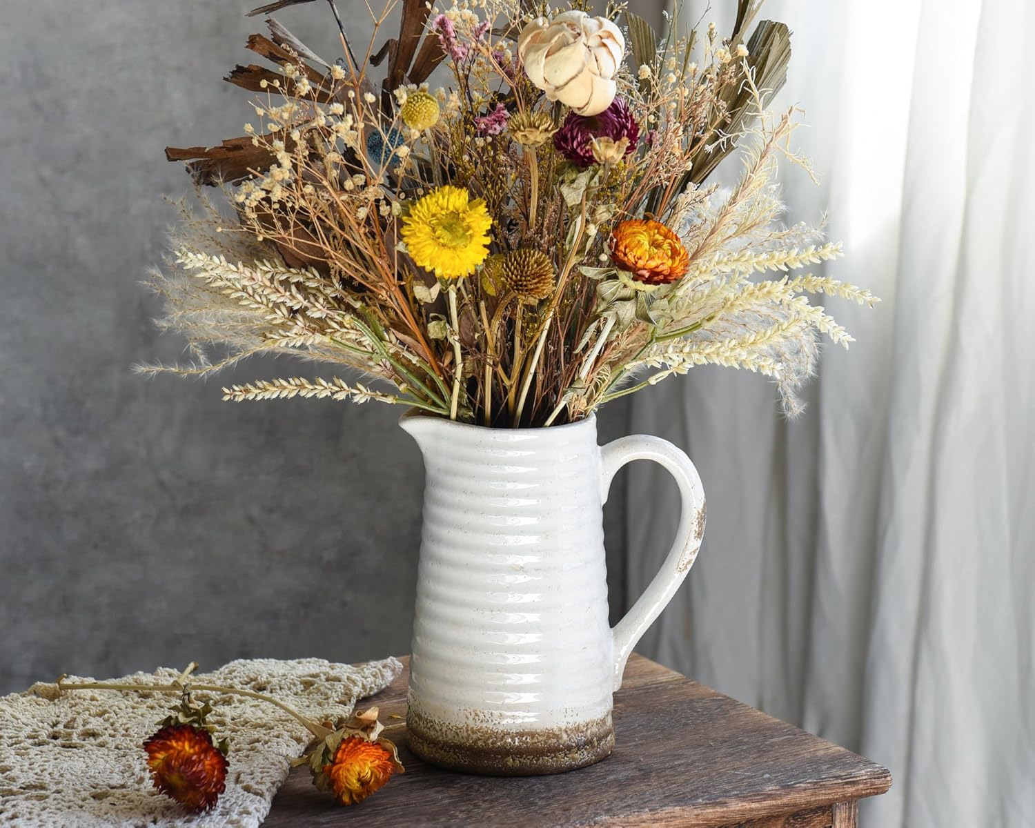 Quoowiit Ceramic Rustic Vase with Handle