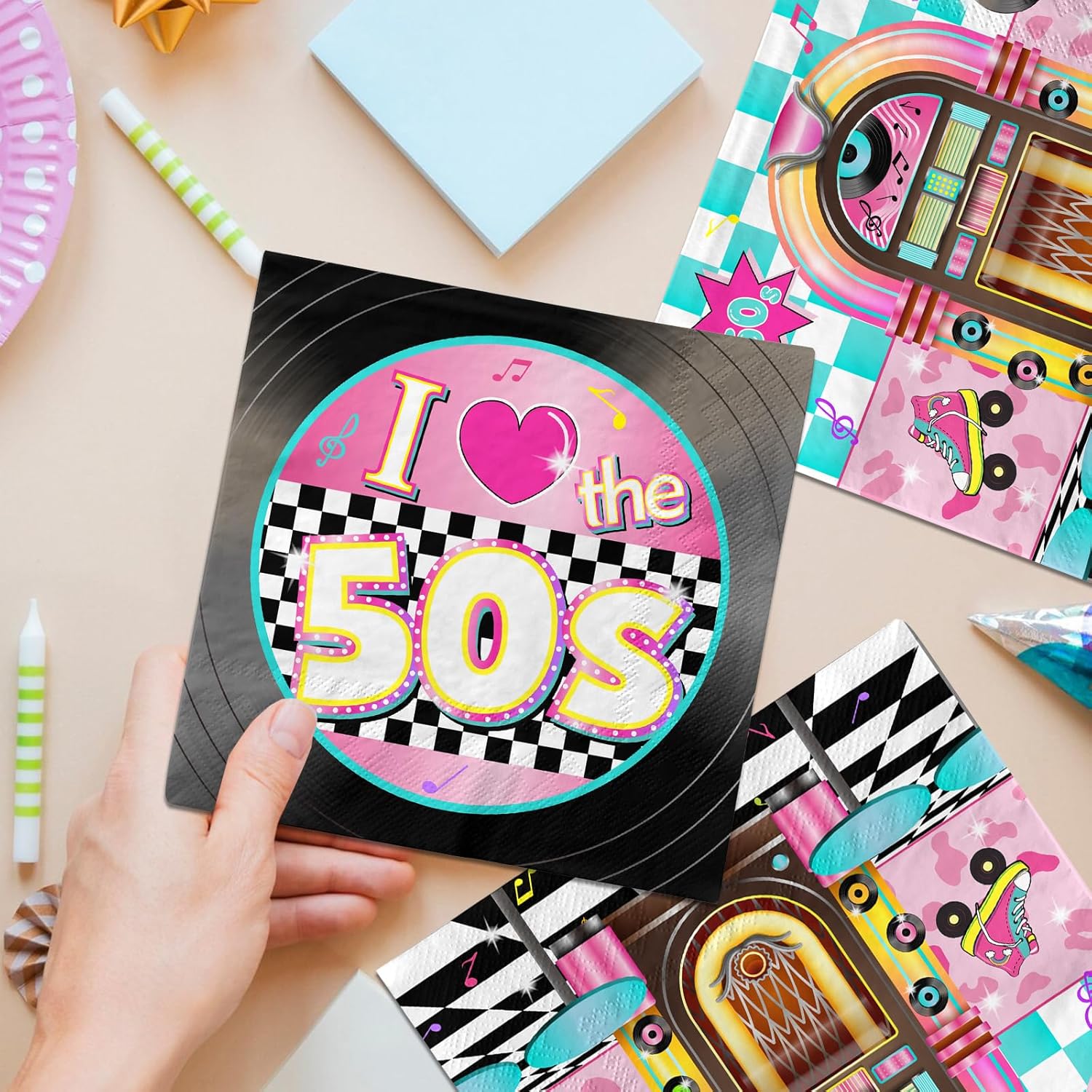 1950s Rock Napkins Set 40pcs for Birthday Party