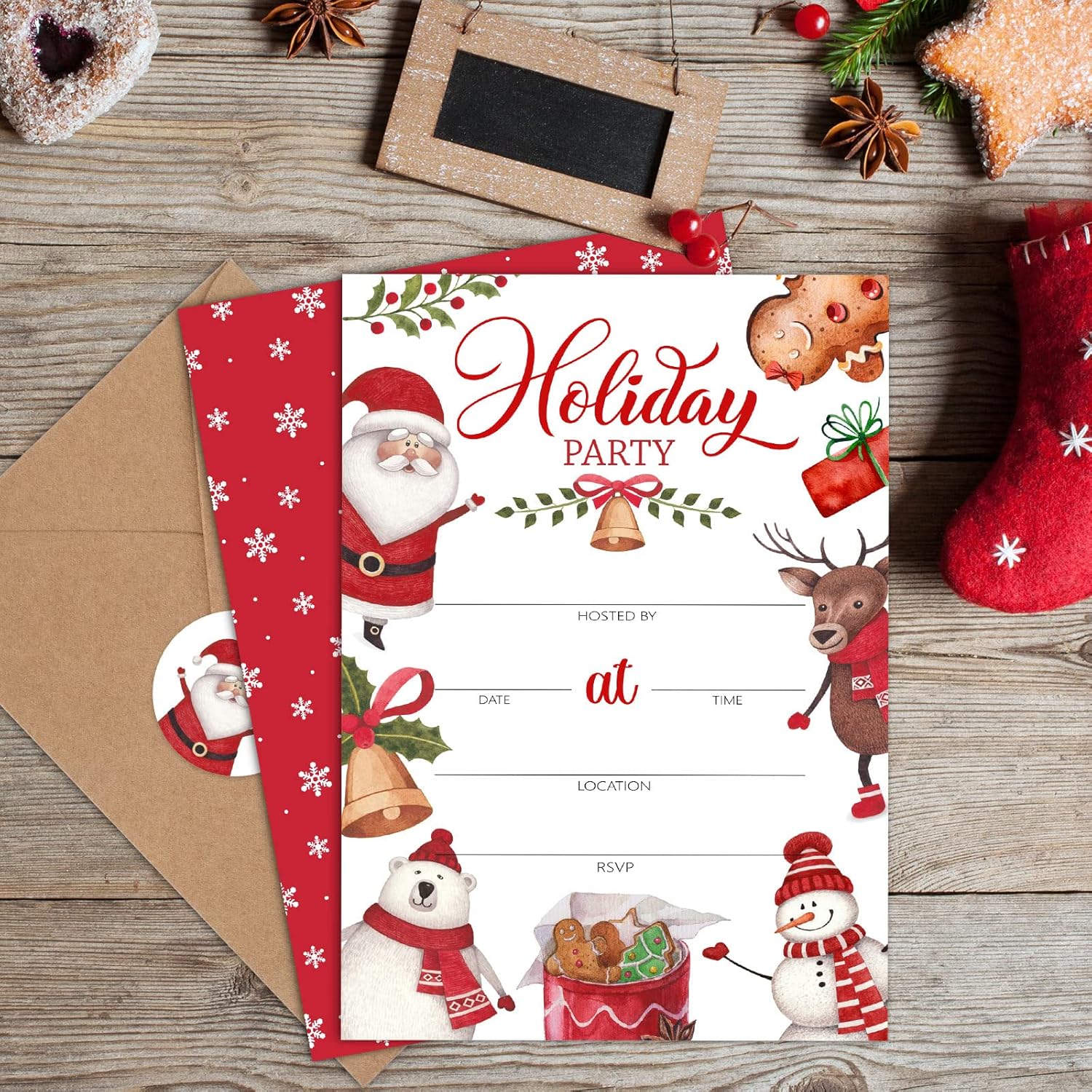 Whaline Christmas Party Invitations 25 Pack