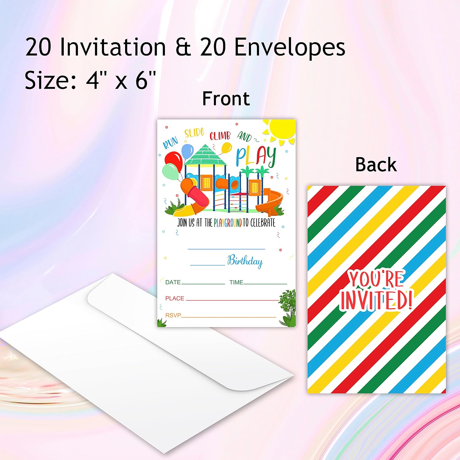 Zodvery Playground Birthday Invitations Set of 20 with Envelopes