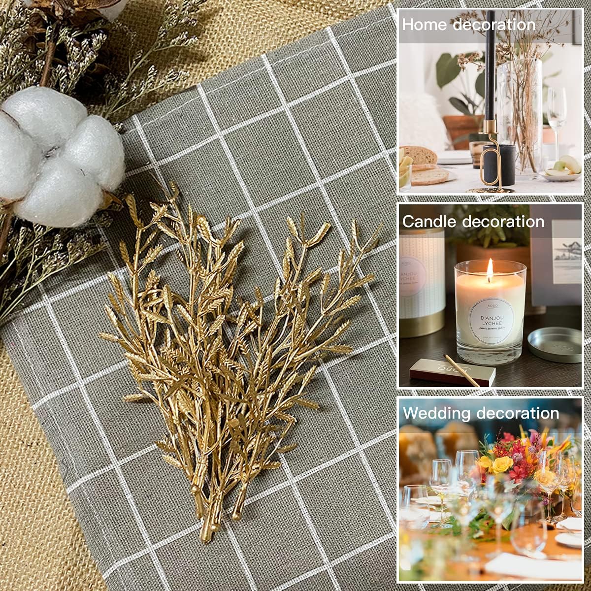 Yountor 100pcs Gold Artificial Flower Filler for Floating Candles
