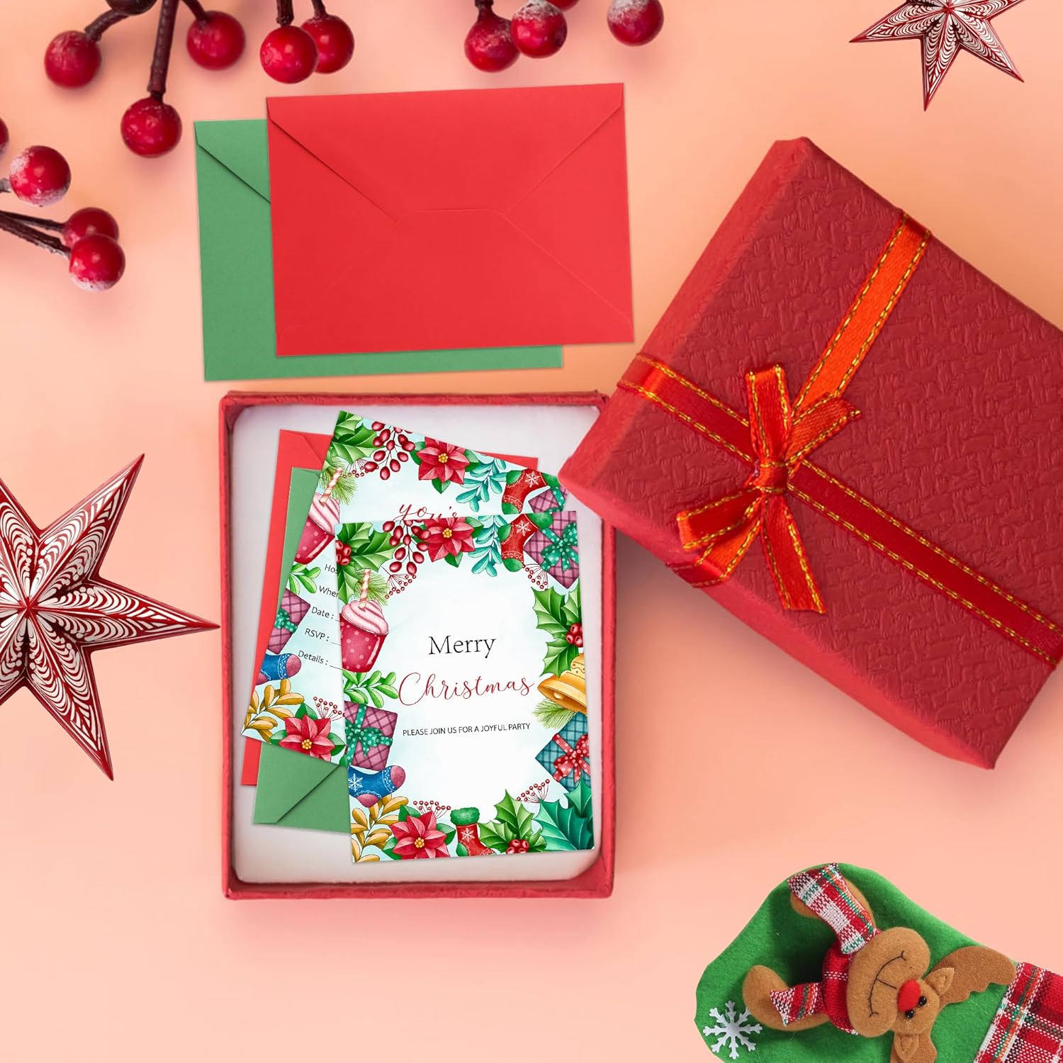 30 Pack Christmas Party Invitations with Envelopes