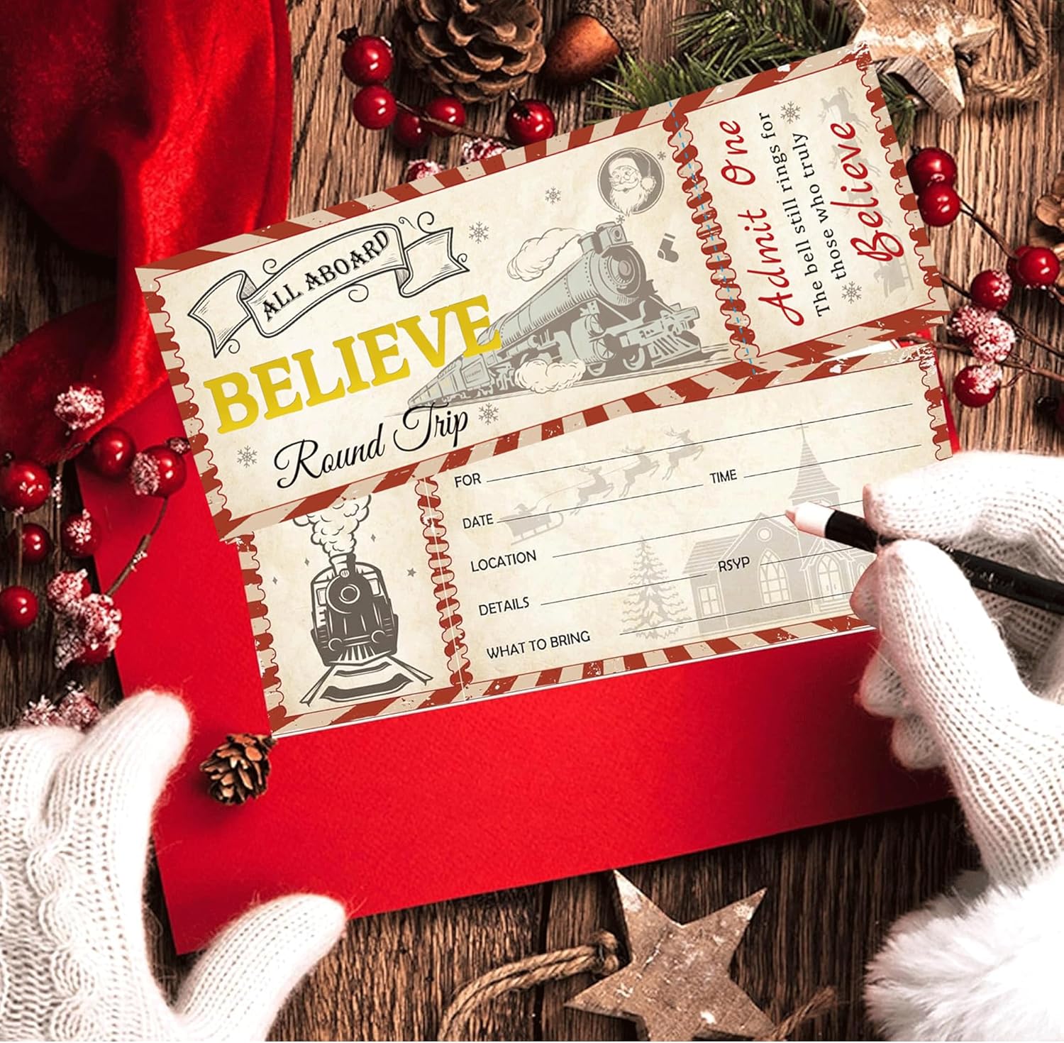 Wootile Christmas Train Ticket Invitations 25 Pcs