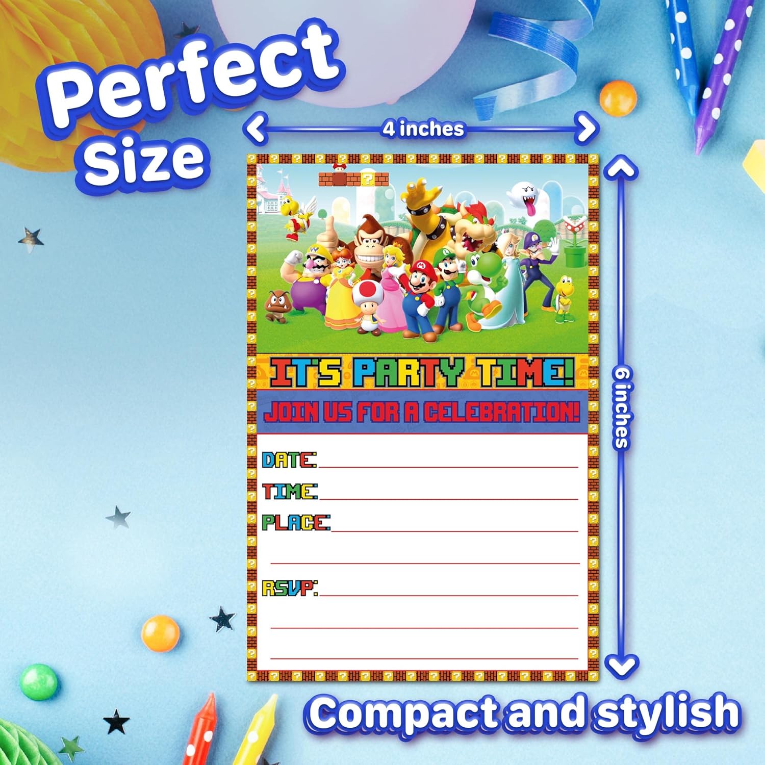 30 Piece Classic Video Game Birthday Invitations Set