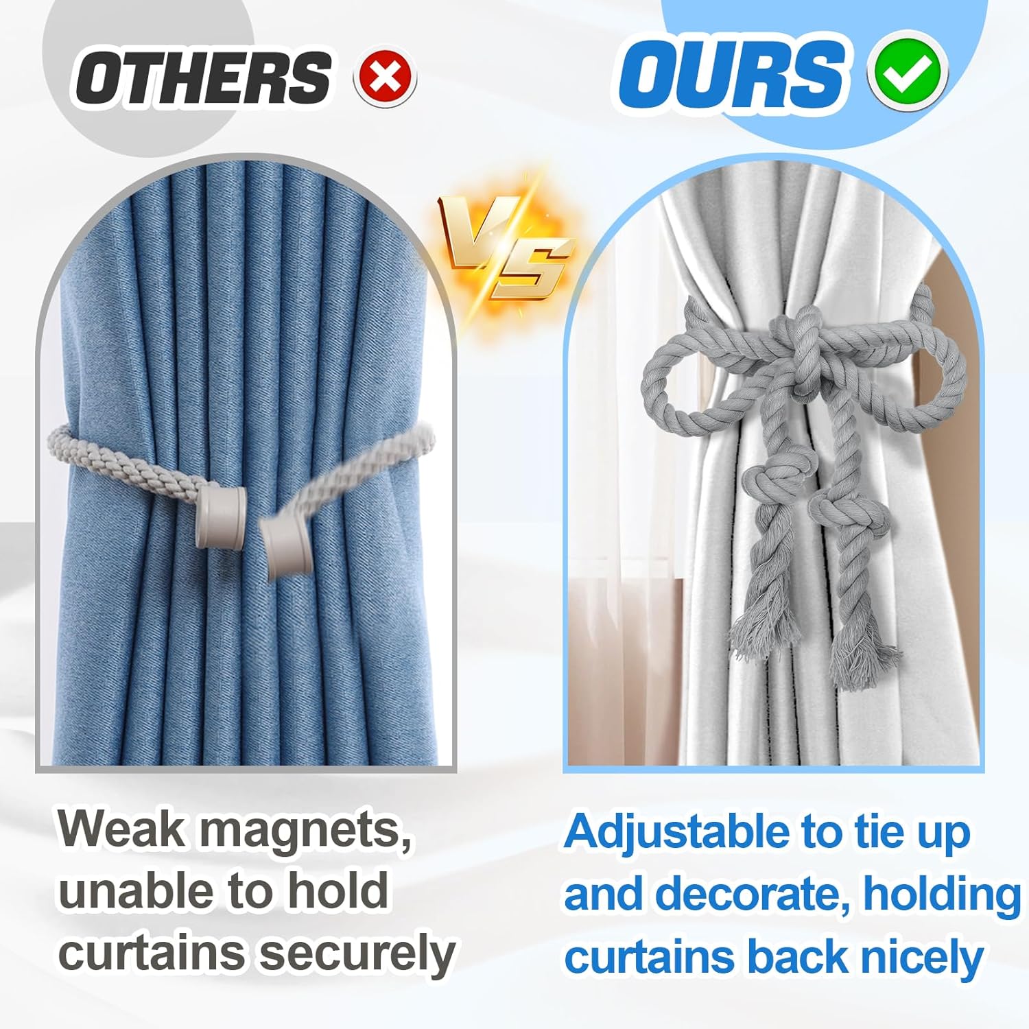 4 Pcs Hand Woven Curtain Tiebacks No Drilling