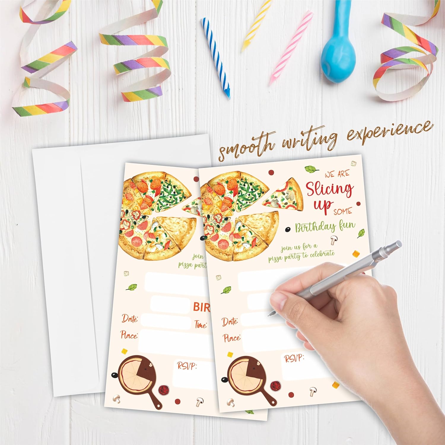 Pizza Birthday Invitation 4x6 Double Sided