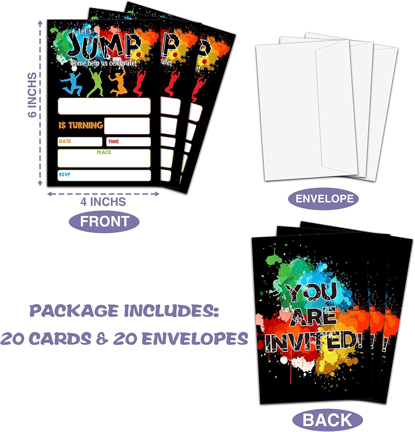 Trampoline Birthday Party Invitation Set