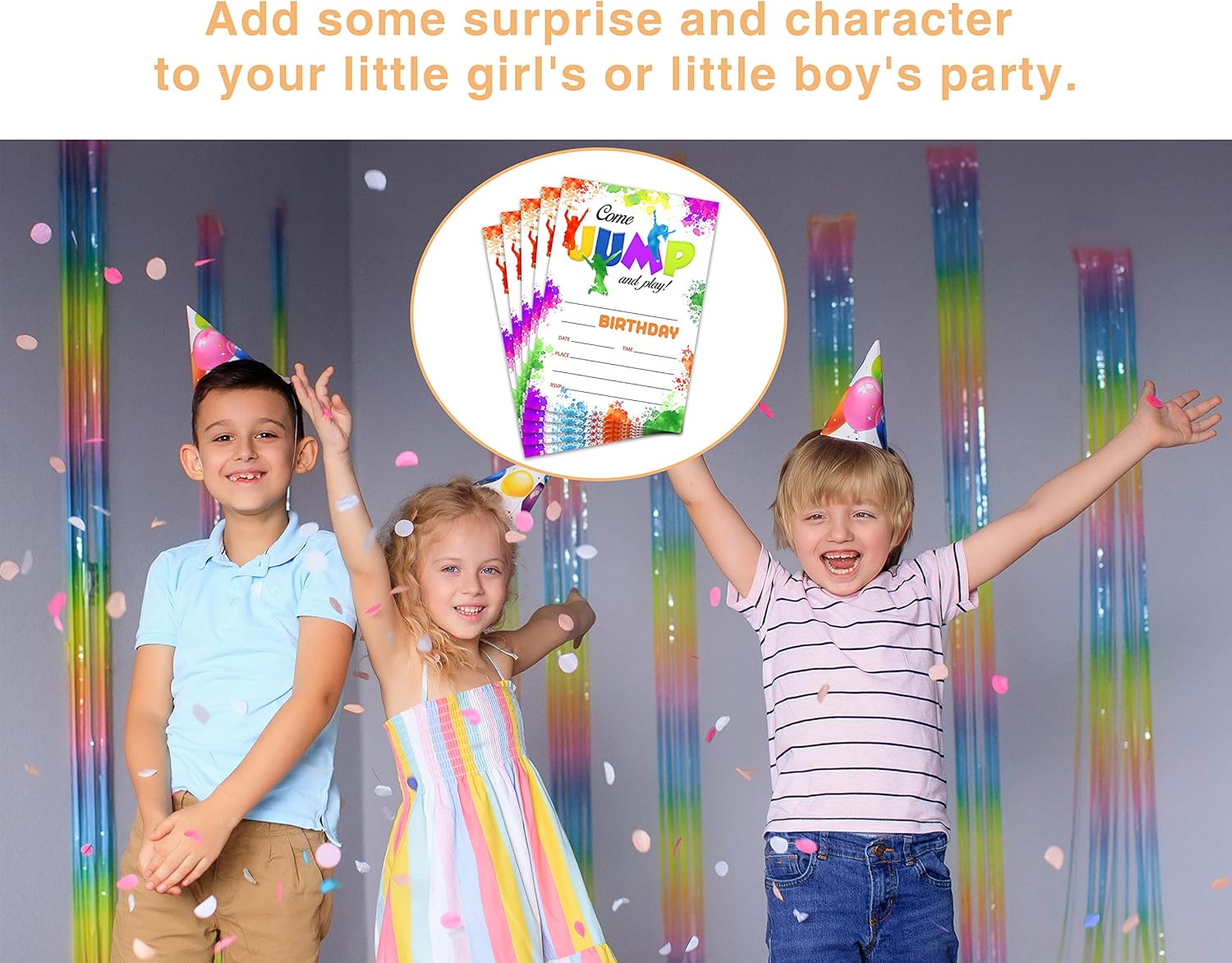 Trampoline Birthday Invites with Tie Dye Design