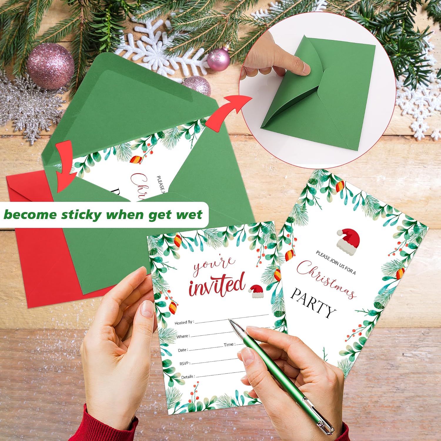 Lucleag 30 Pack Christmas Party Invitations with Envelopes