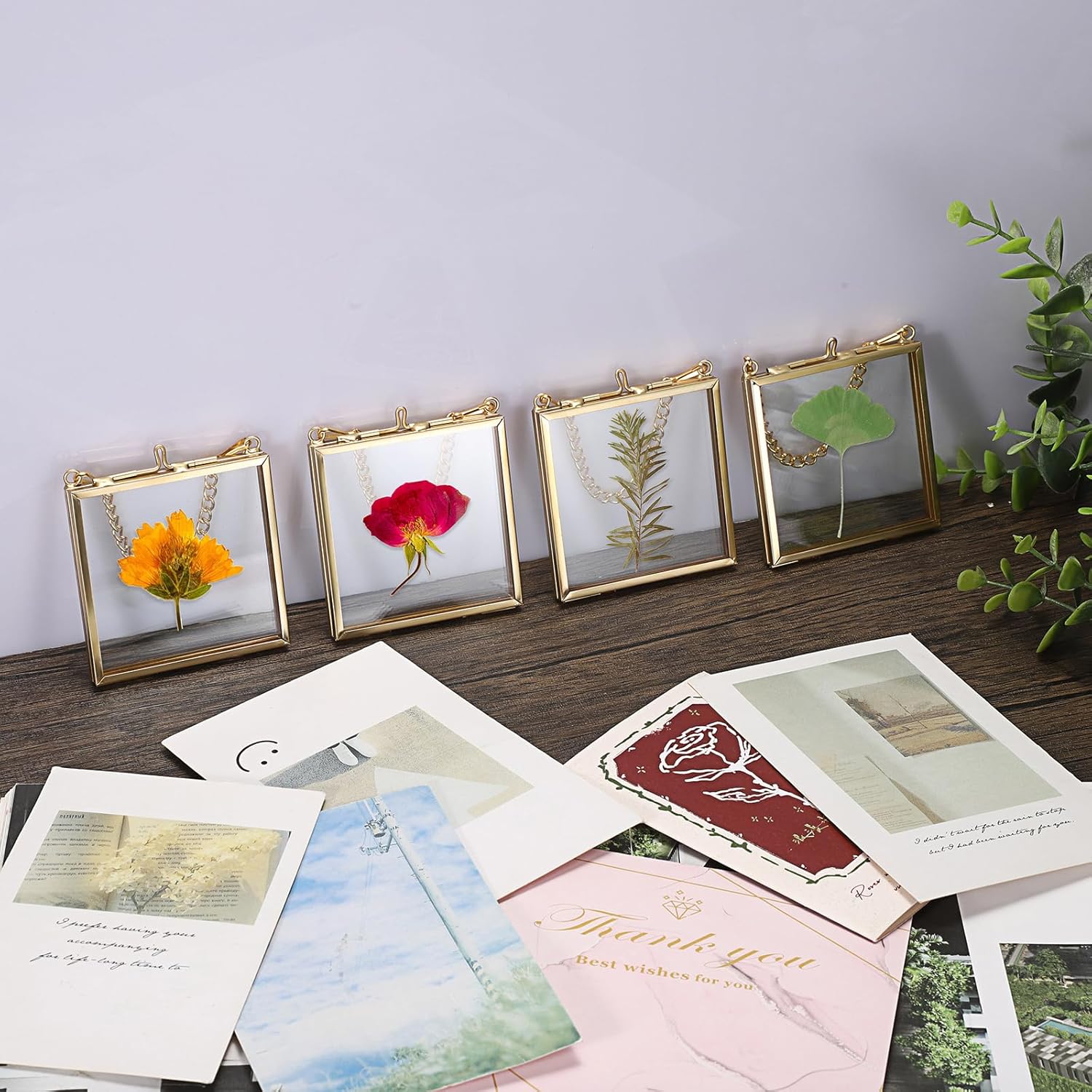 4 Pack Mini Brass Frame for Pressed Flowers Art Display