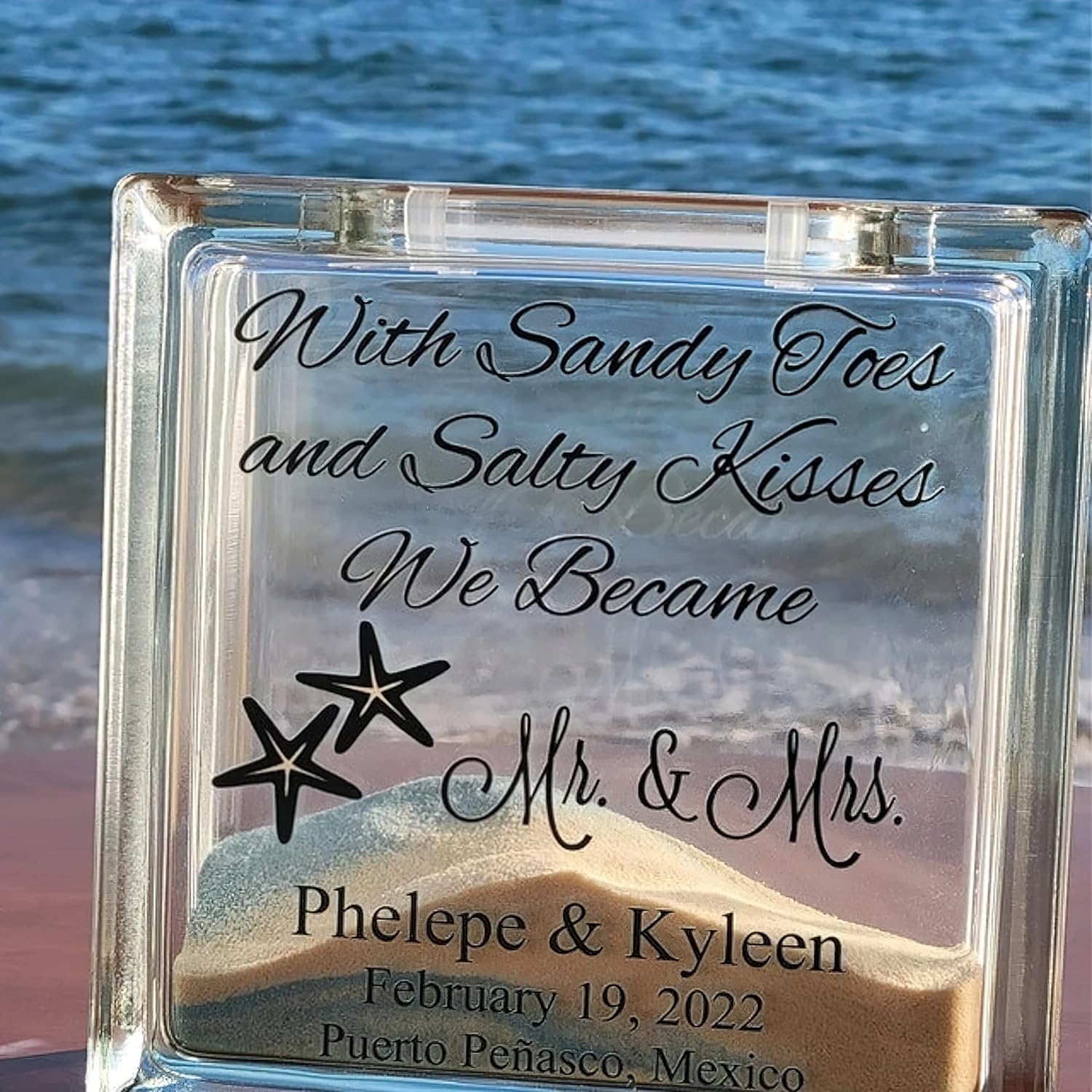 Personalized Glass Unity Sand Ceremony Set with Lid