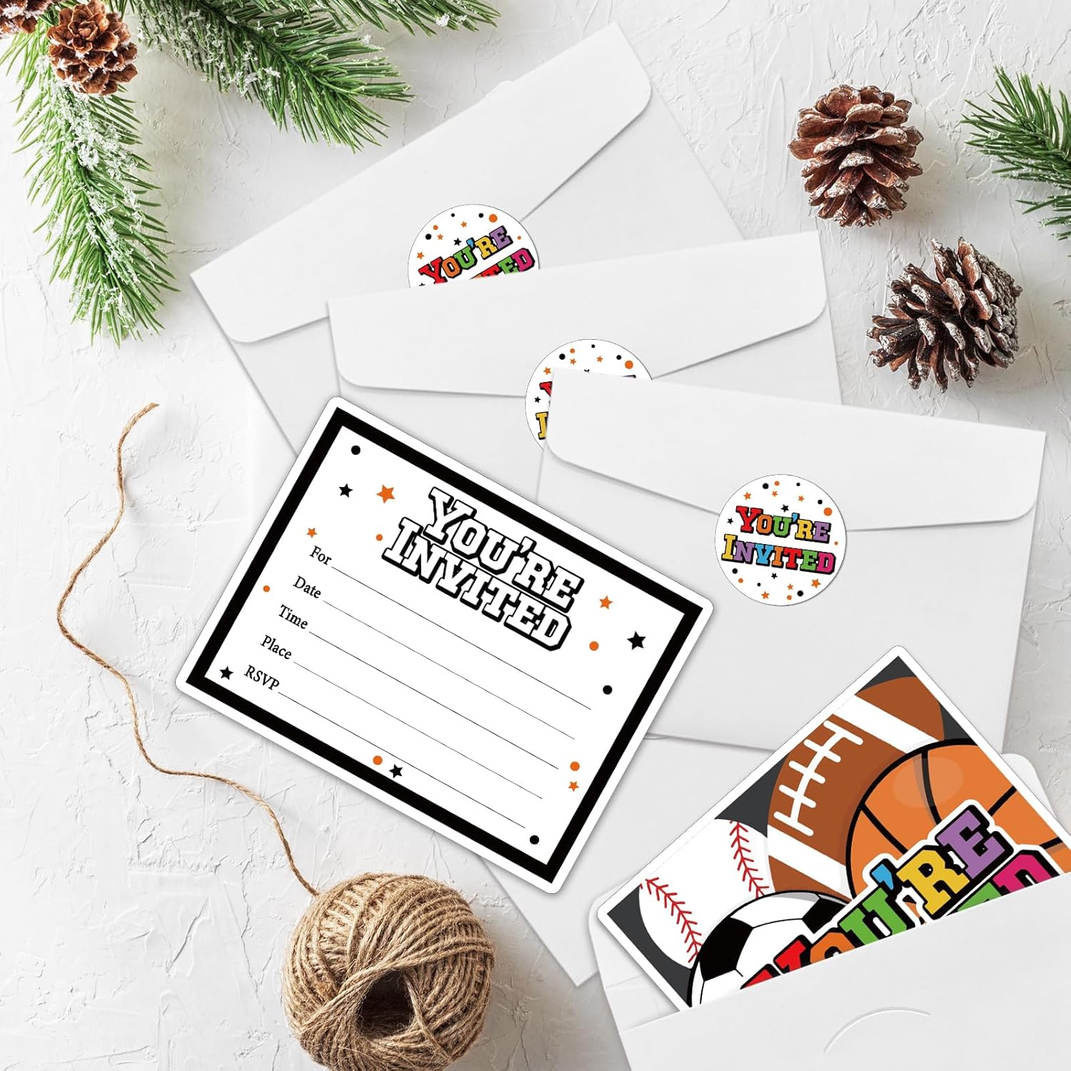 REWIDPARTY Sports Party Invitations Set of 15