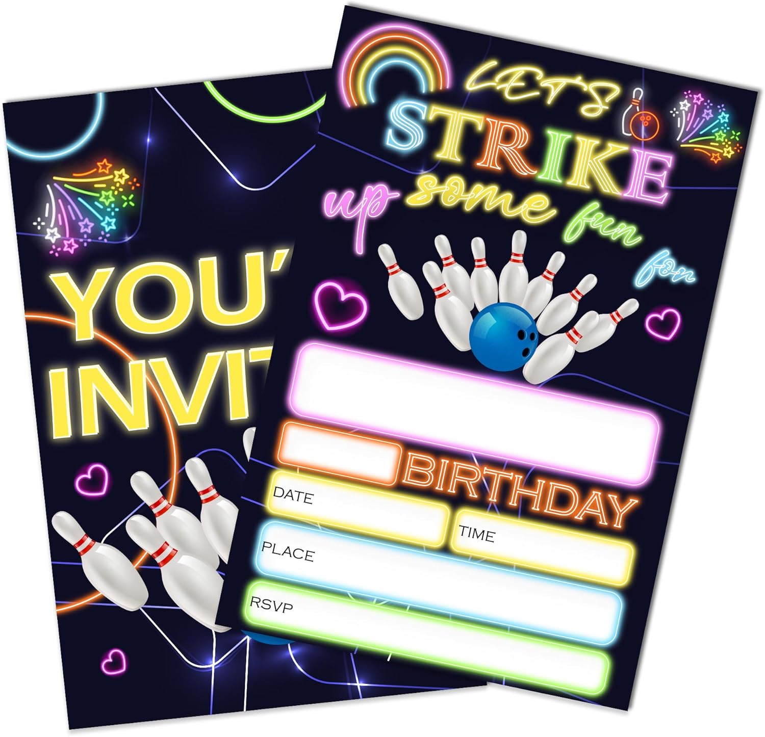 Bowling Party Invites 20-Pack with Envelopes