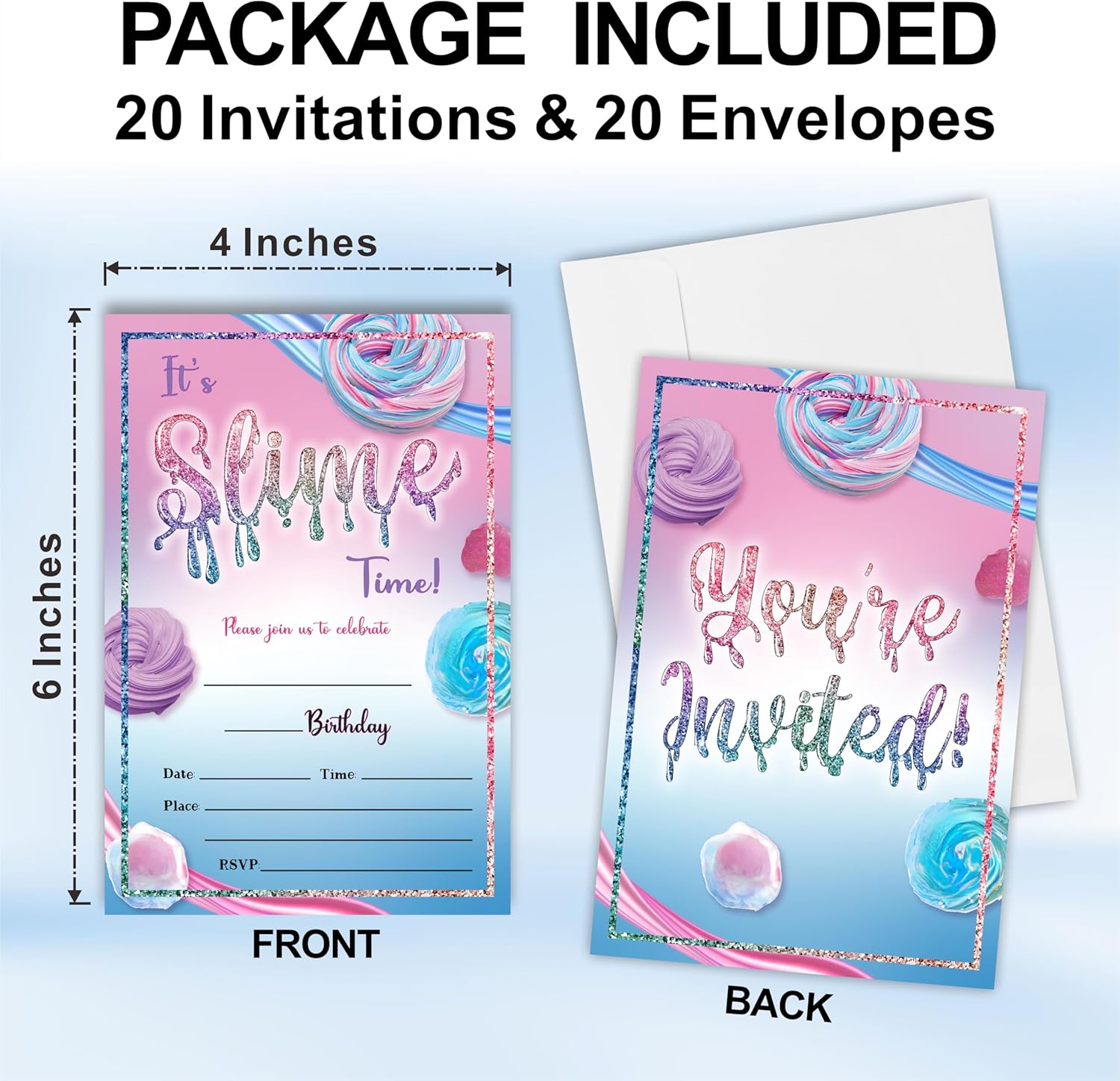 Its Slime Time Birthday Invite Cards With Envelopes
