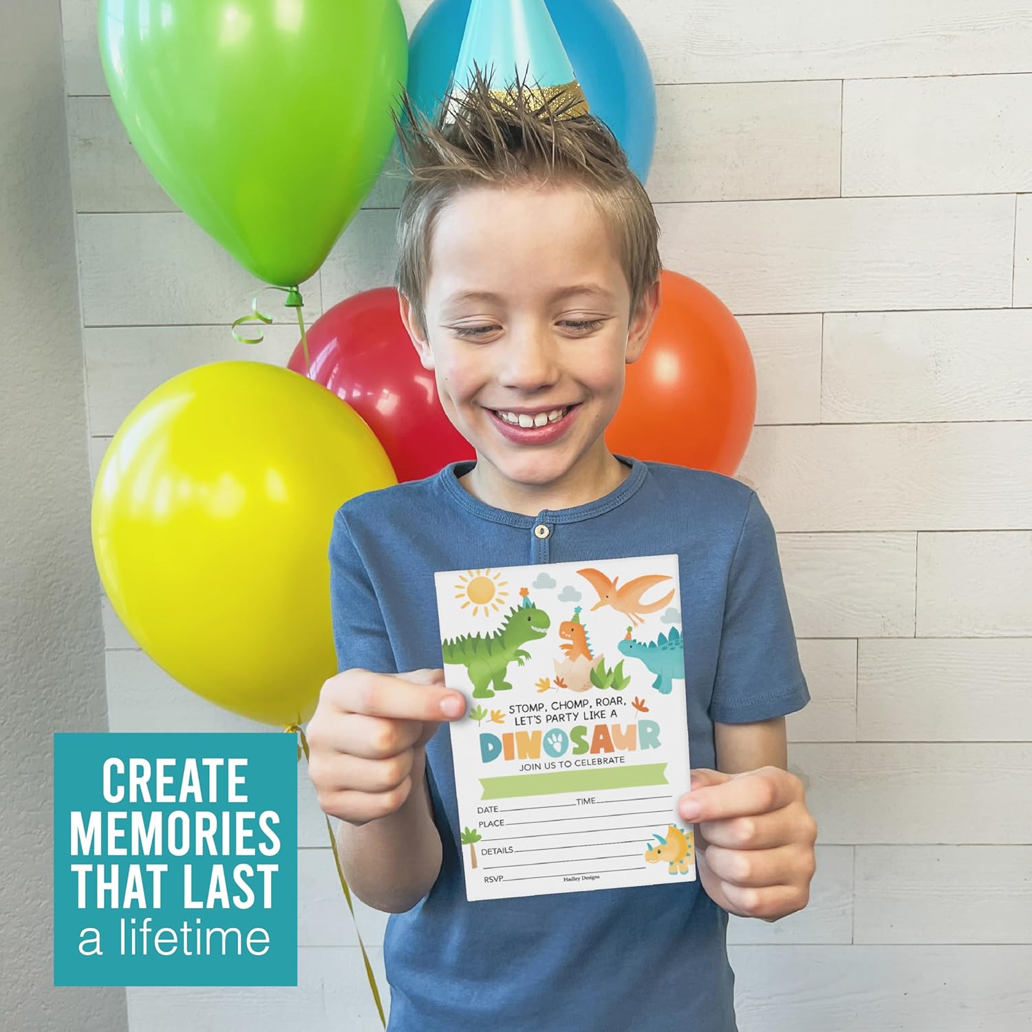 Hadley Designs Dinosaur Birthday Invitations 15-Pack 4x6