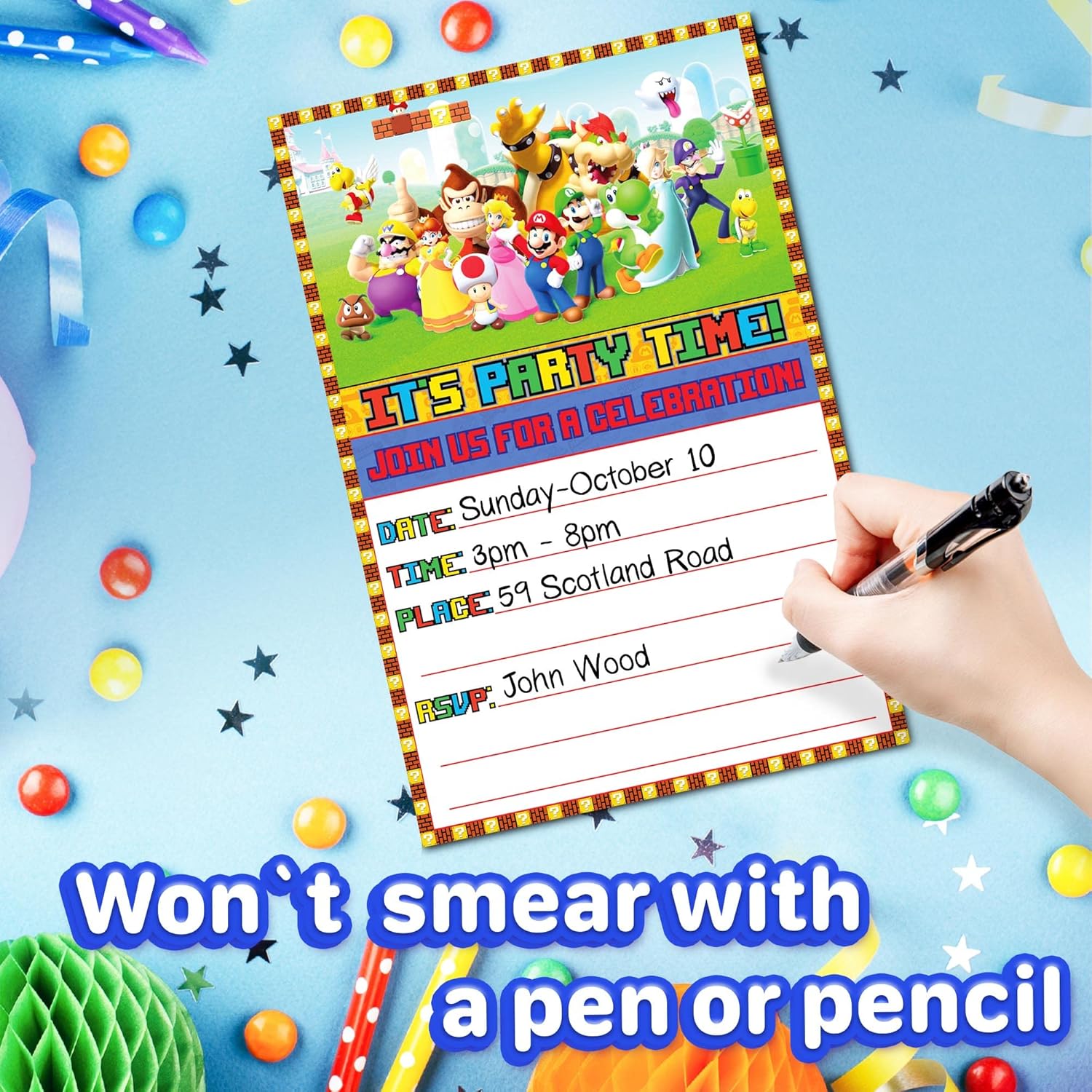30 Piece Classic Video Game Birthday Invitations Set