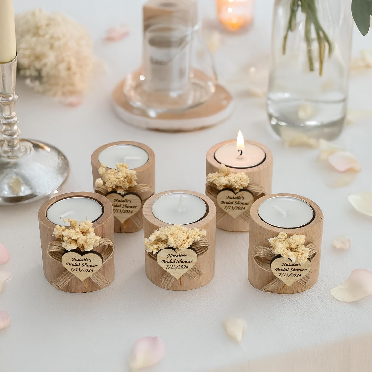 75 Pcs Personalized Wooden Candle Holders - Eco-Friendly and Charming