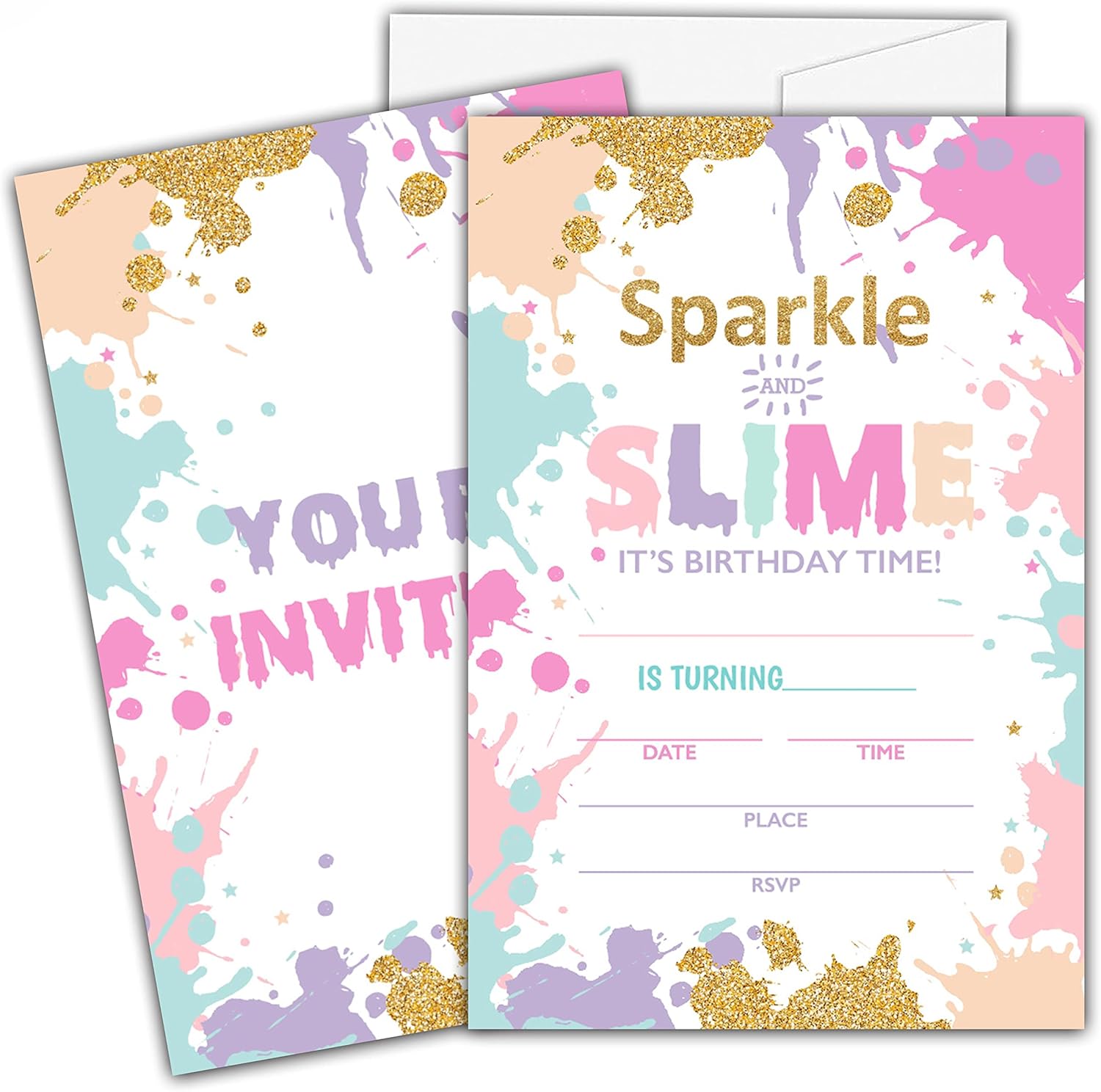 Ycyfckdr Slime Birthday Invitations 20 Pack