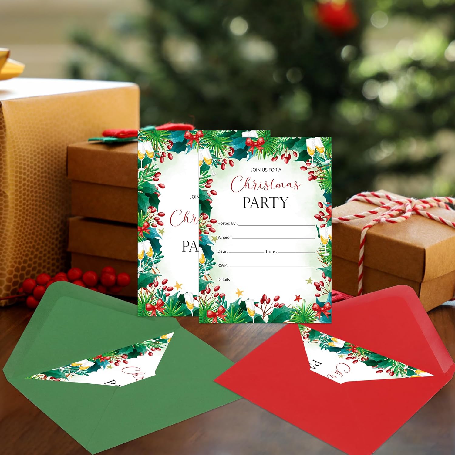 Lucleag 30 Christmas Party Invitations with Envelopes