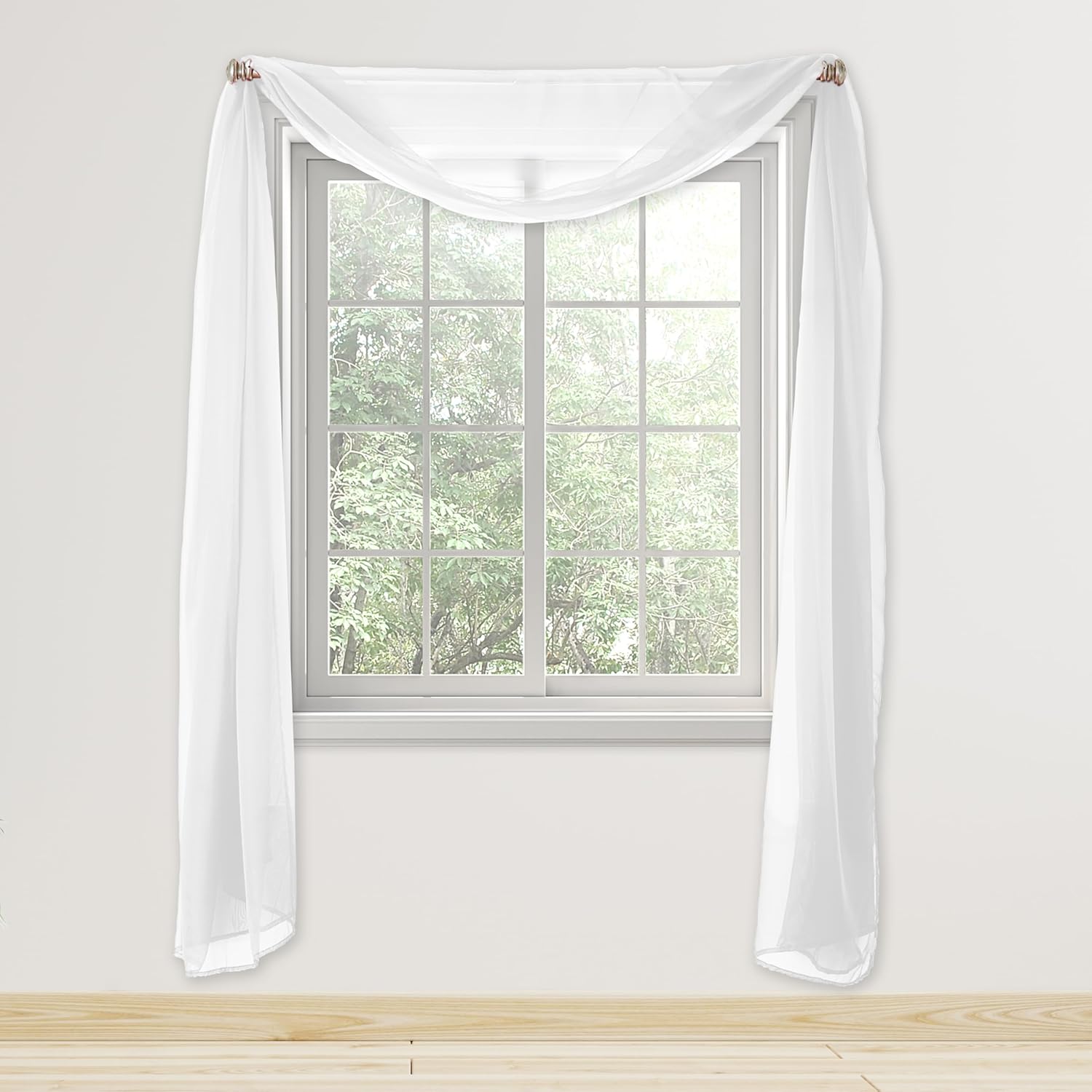 Elegant Comfort Sheer Curtain Valance - 55 X 216 Inch White Panel