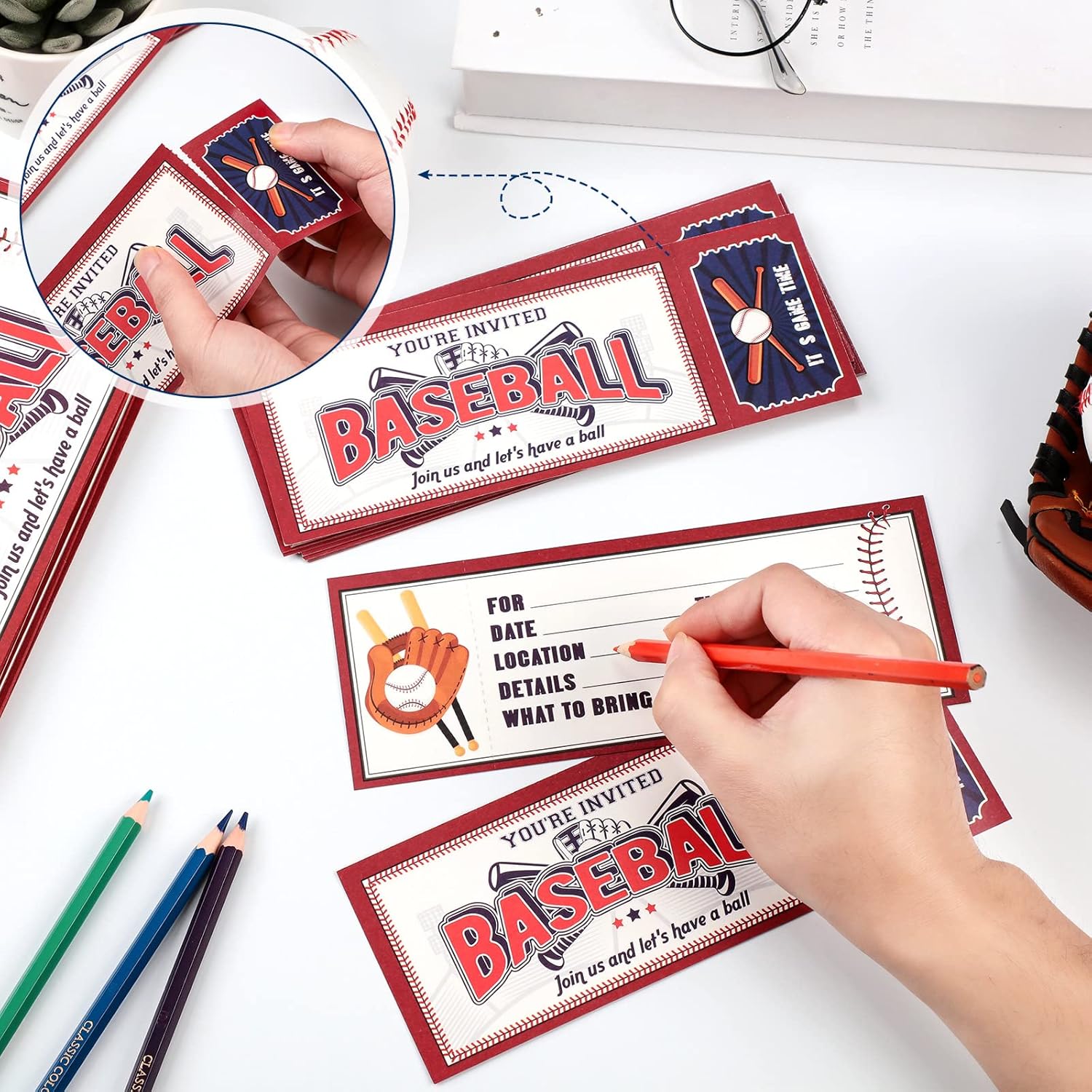 Woanger Baseball Party Invites 50 Pcs with Envelopes