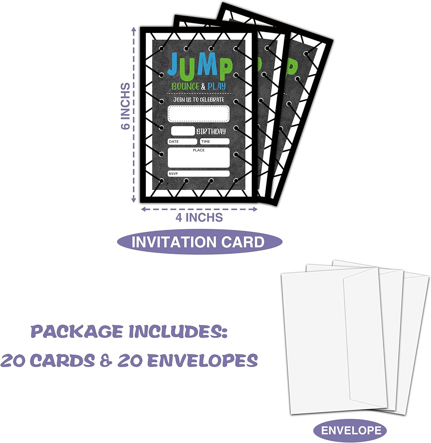 Levitatinyear Jump Birthday Invites with Envelopes