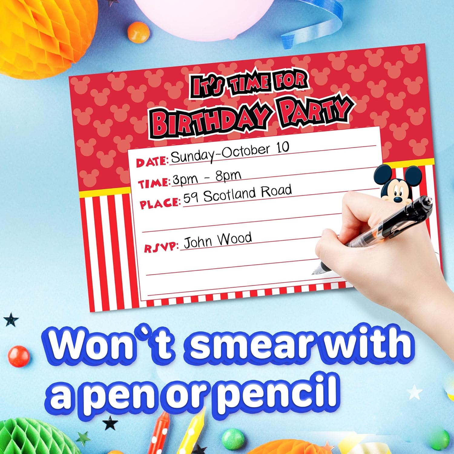 Set of 20 Classic Birthday Invite Cards Envelopes