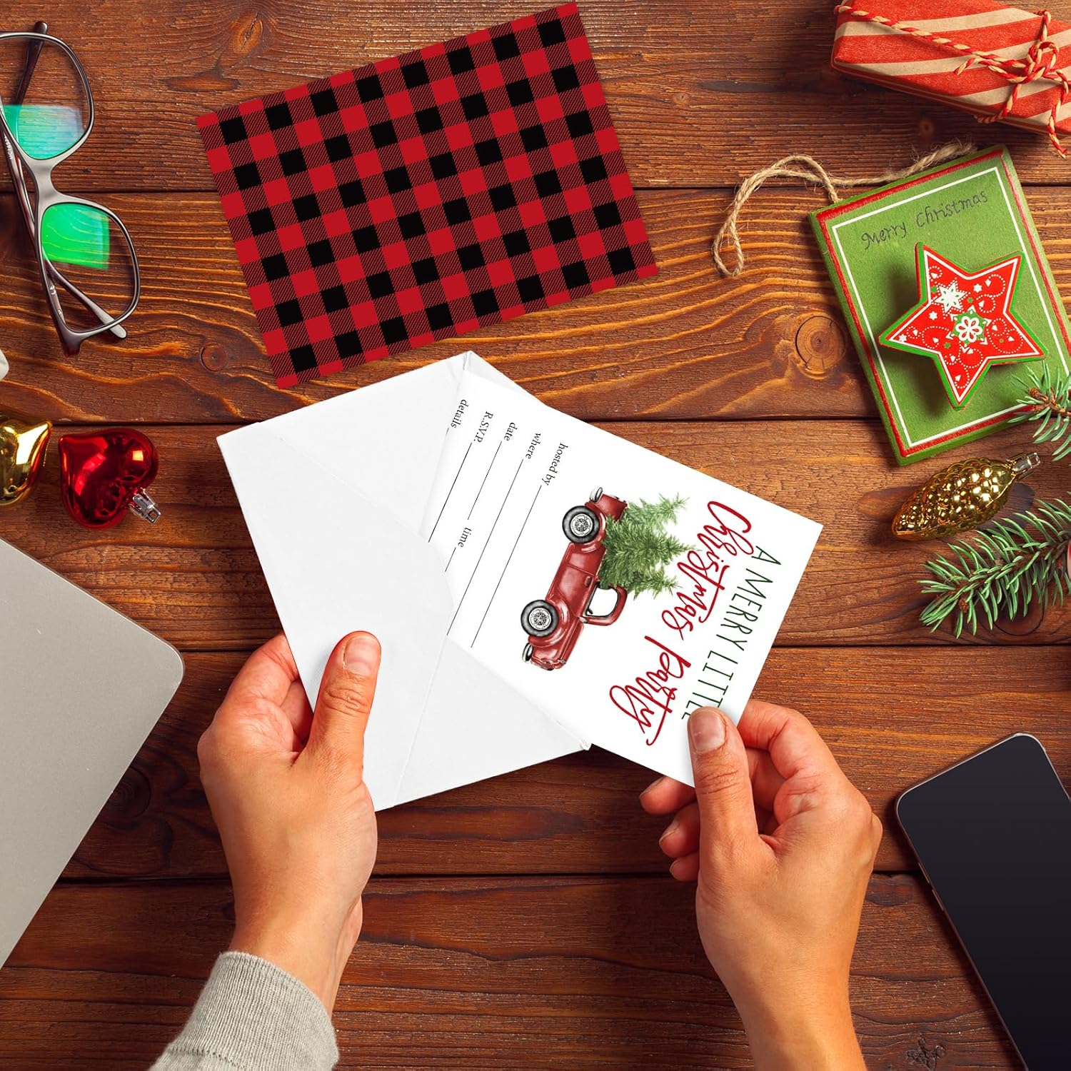Whaline 25 Pack Christmas Party Invitations with Envelopes