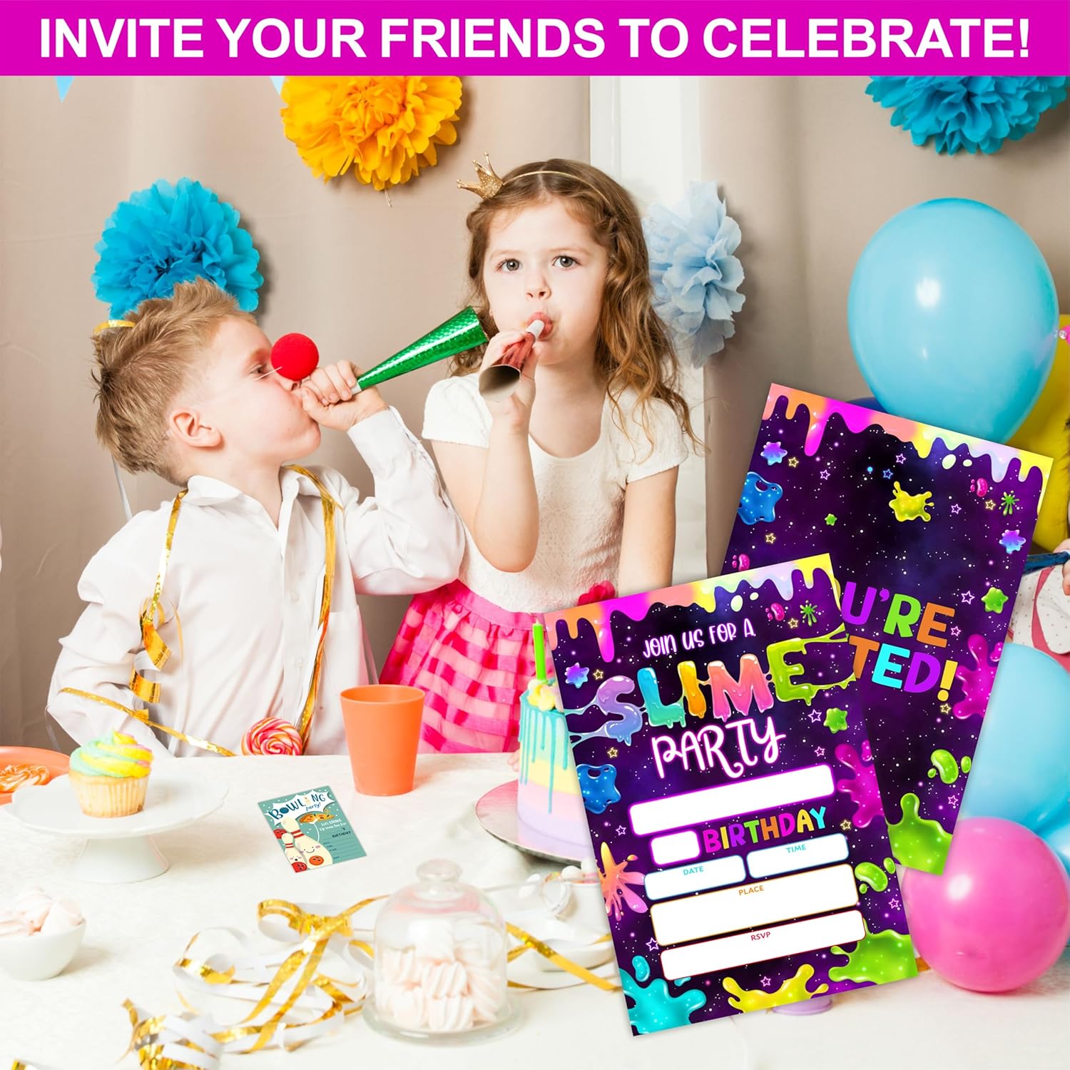 Cudwid Neon Glow Slime Birthday Invites