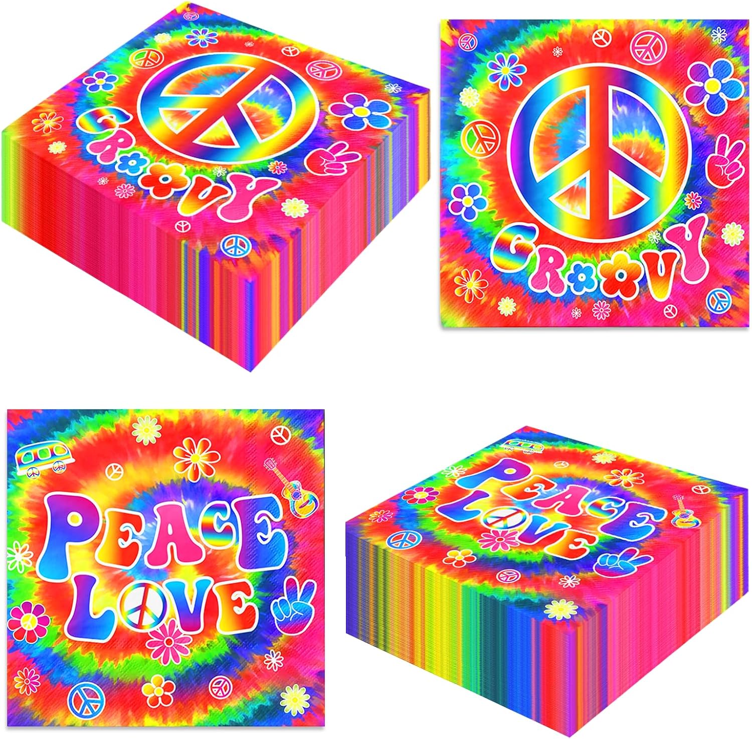 Dydamud Tie Dye Napkins 40Pcs 60s 70s Party Decor