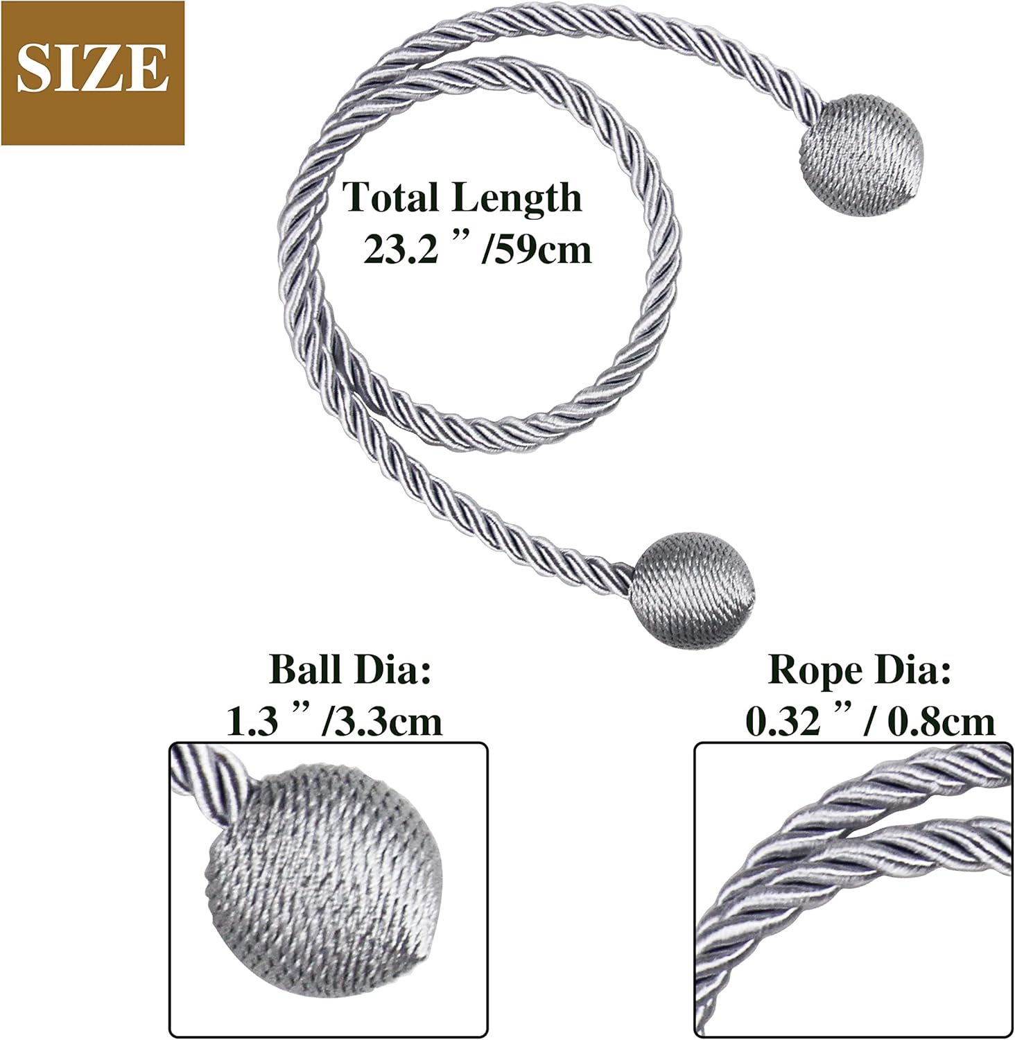 Nieffeiy Modern Grey Curtain Tiebacks Outdoor Elegant