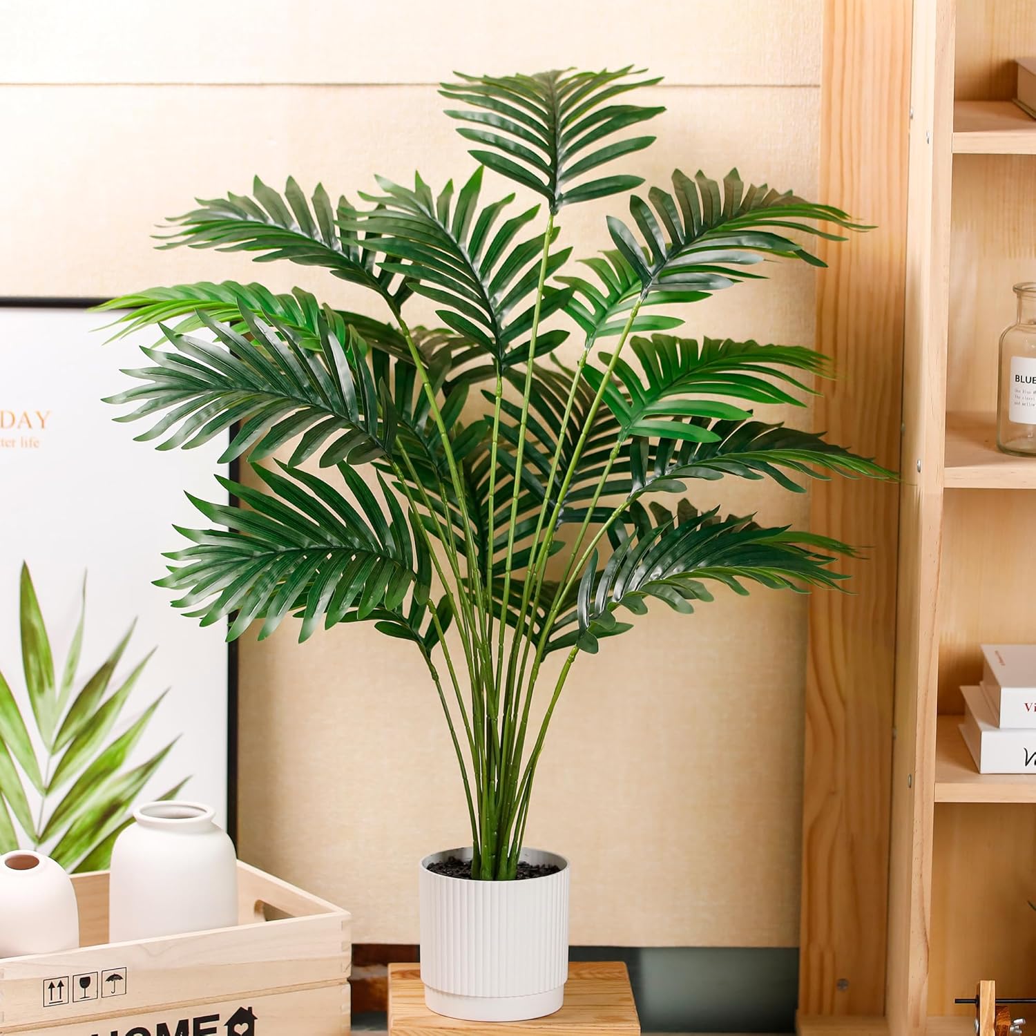 Der Rose 28 Inch Artificial Palm Tree with White Pot